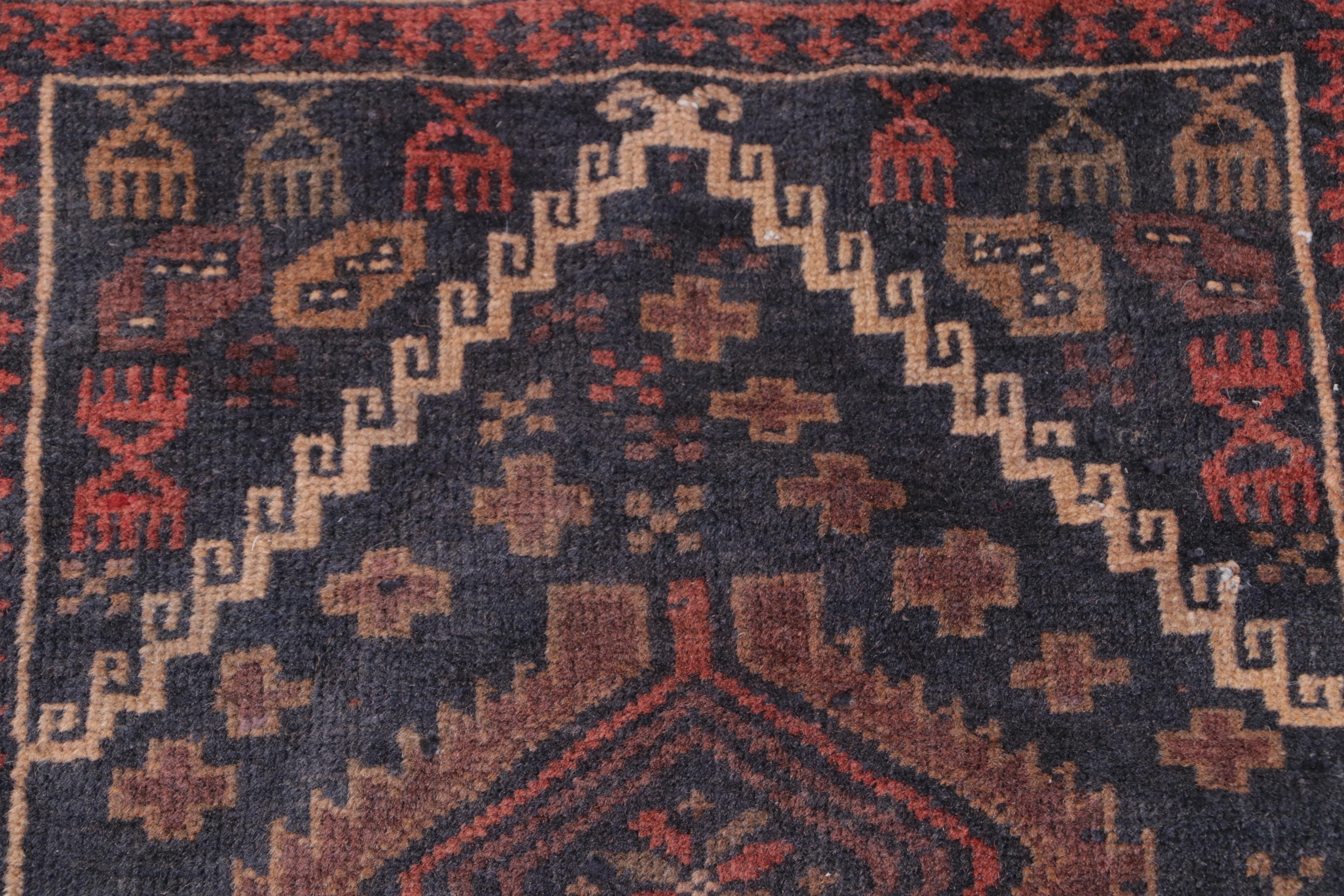 3' x 4'3 Hand-Knotted Afghan Baluch Accent Rug