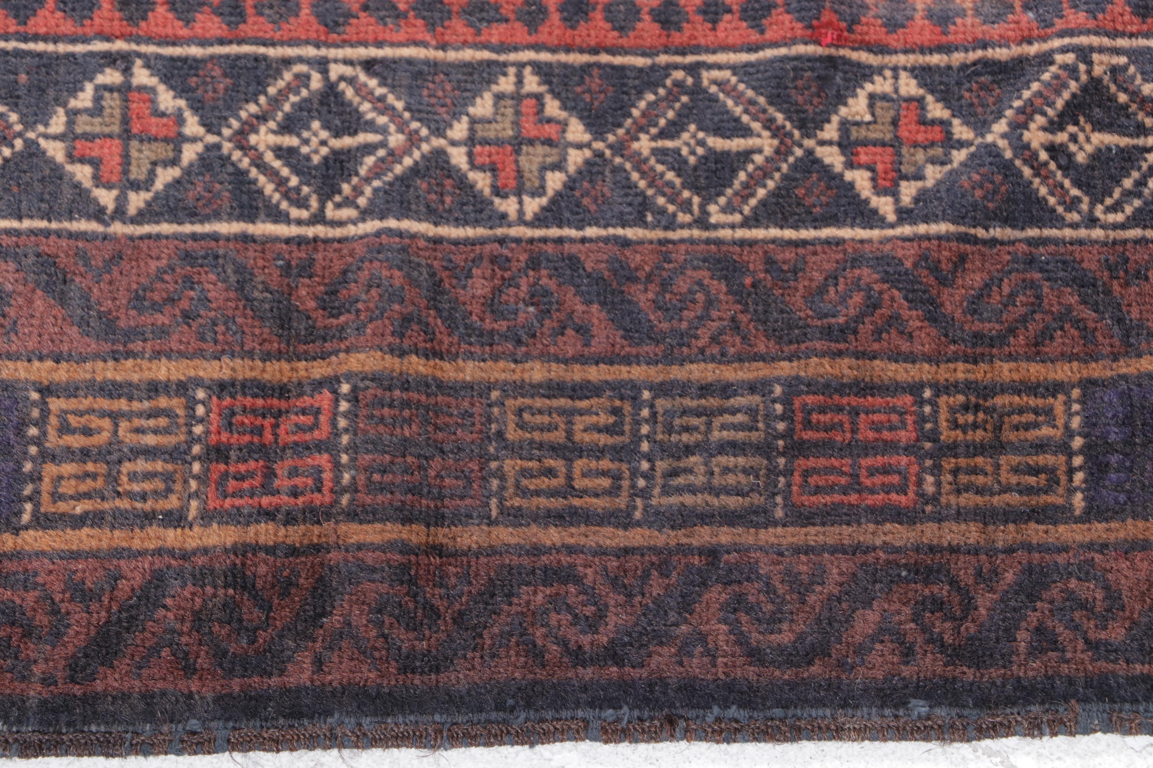 3' x 4'3 Hand-Knotted Afghan Baluch Accent Rug