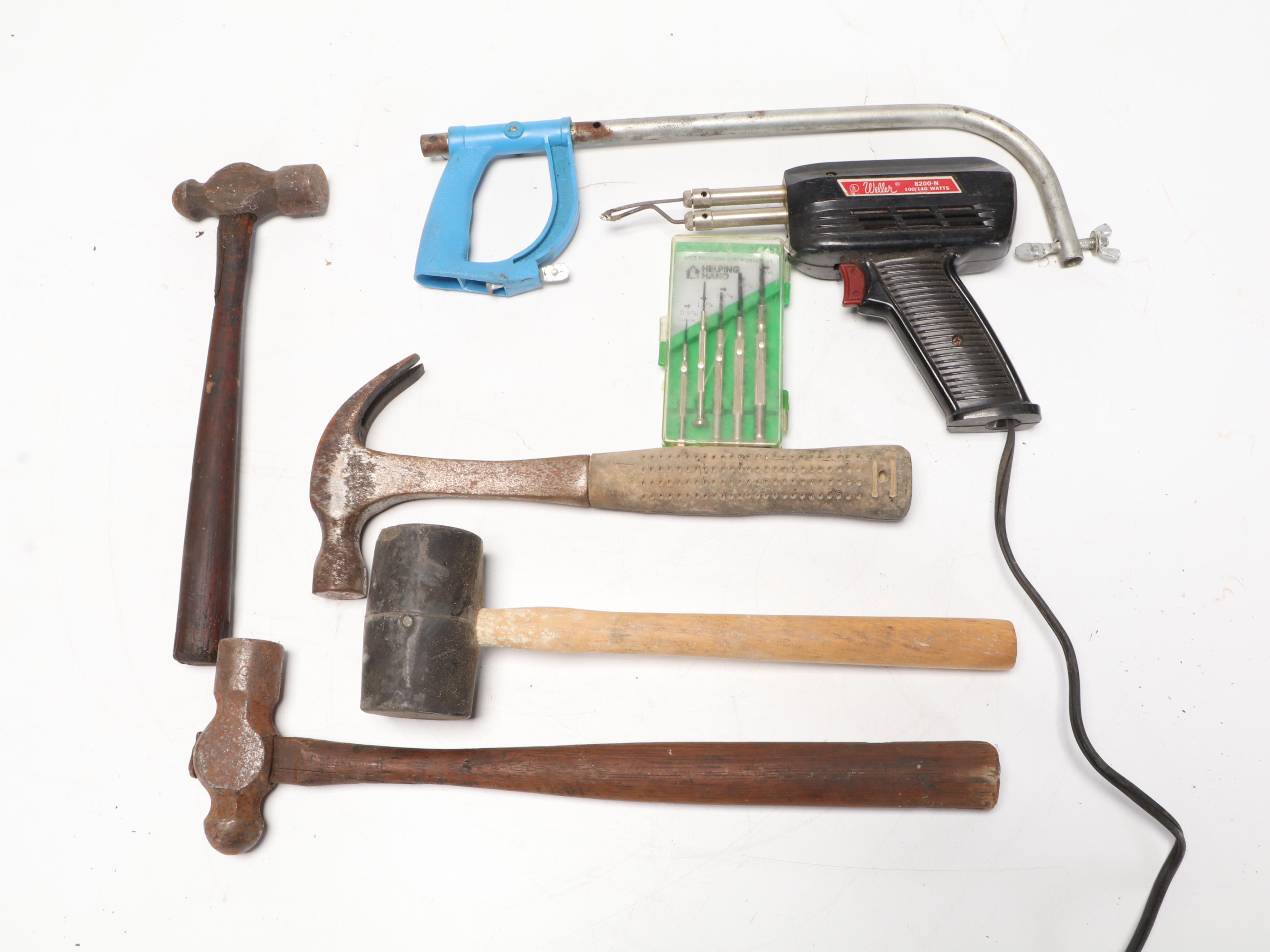 Hand Tool Assortment with Sawhorse Brackets, Pipe Clamps, and More