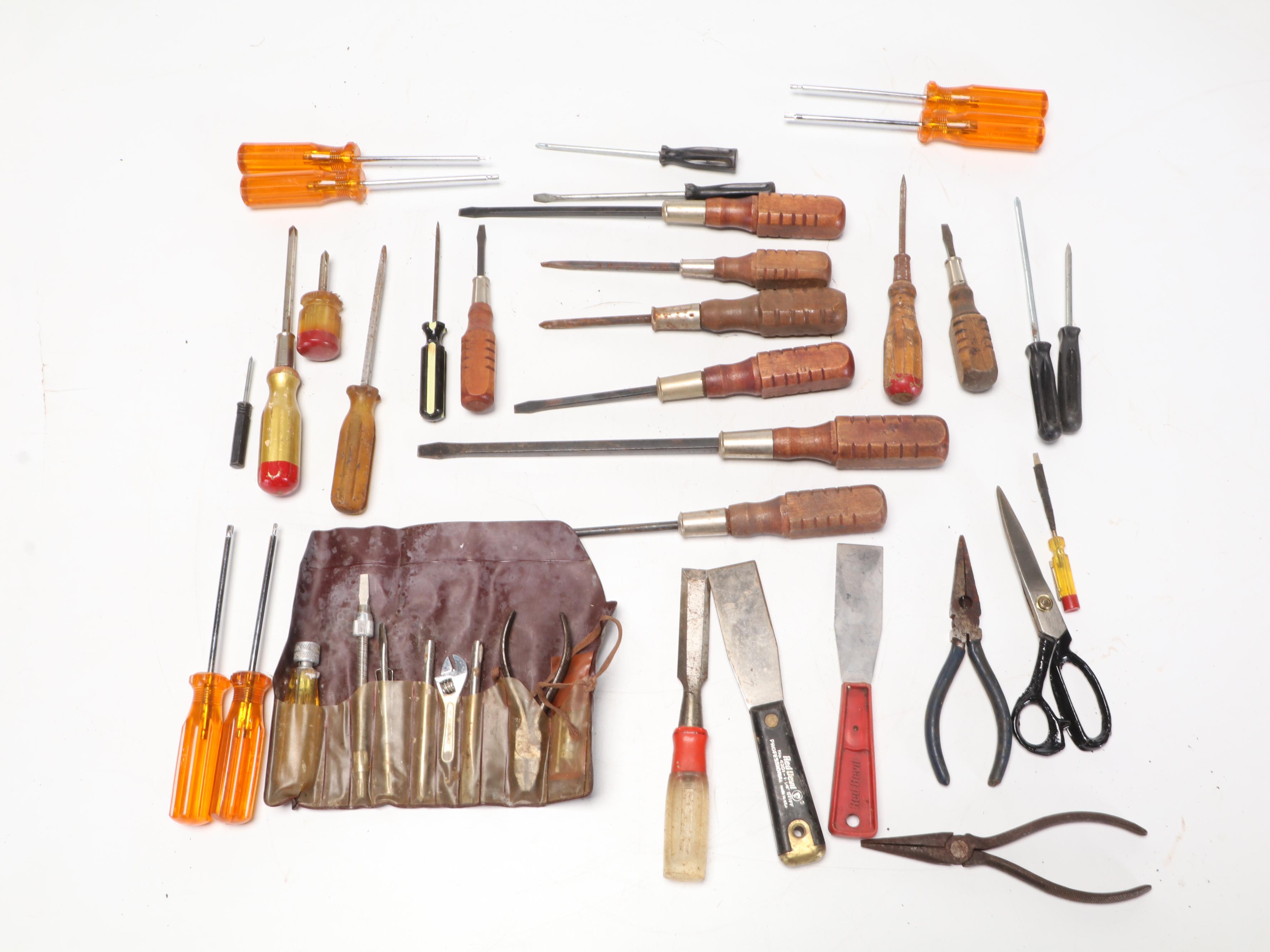 Hand Tool Assortment with Sawhorse Brackets, Pipe Clamps, and More