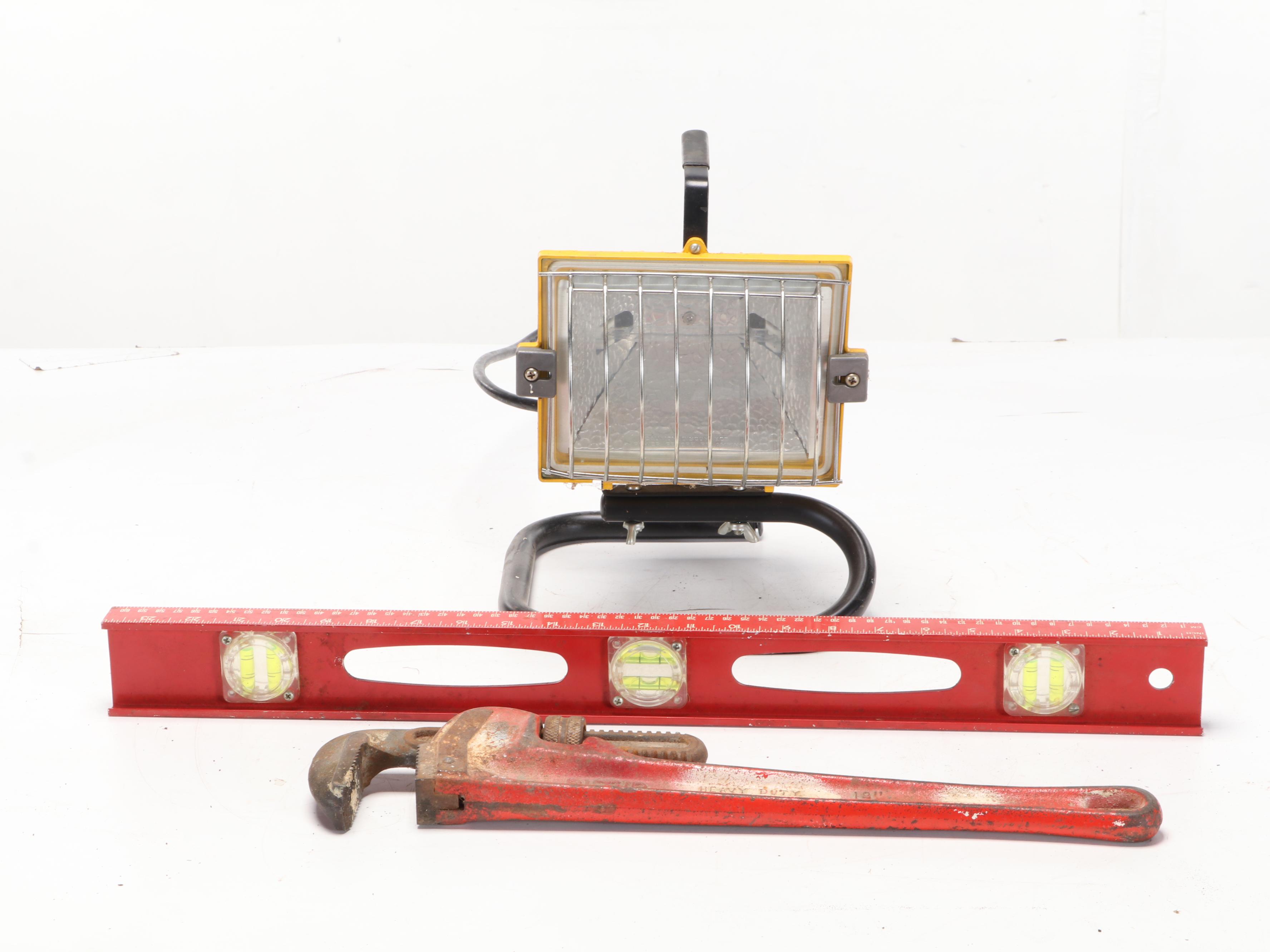 Hand Tool Assortment with Sawhorse Brackets, Pipe Clamps, and More