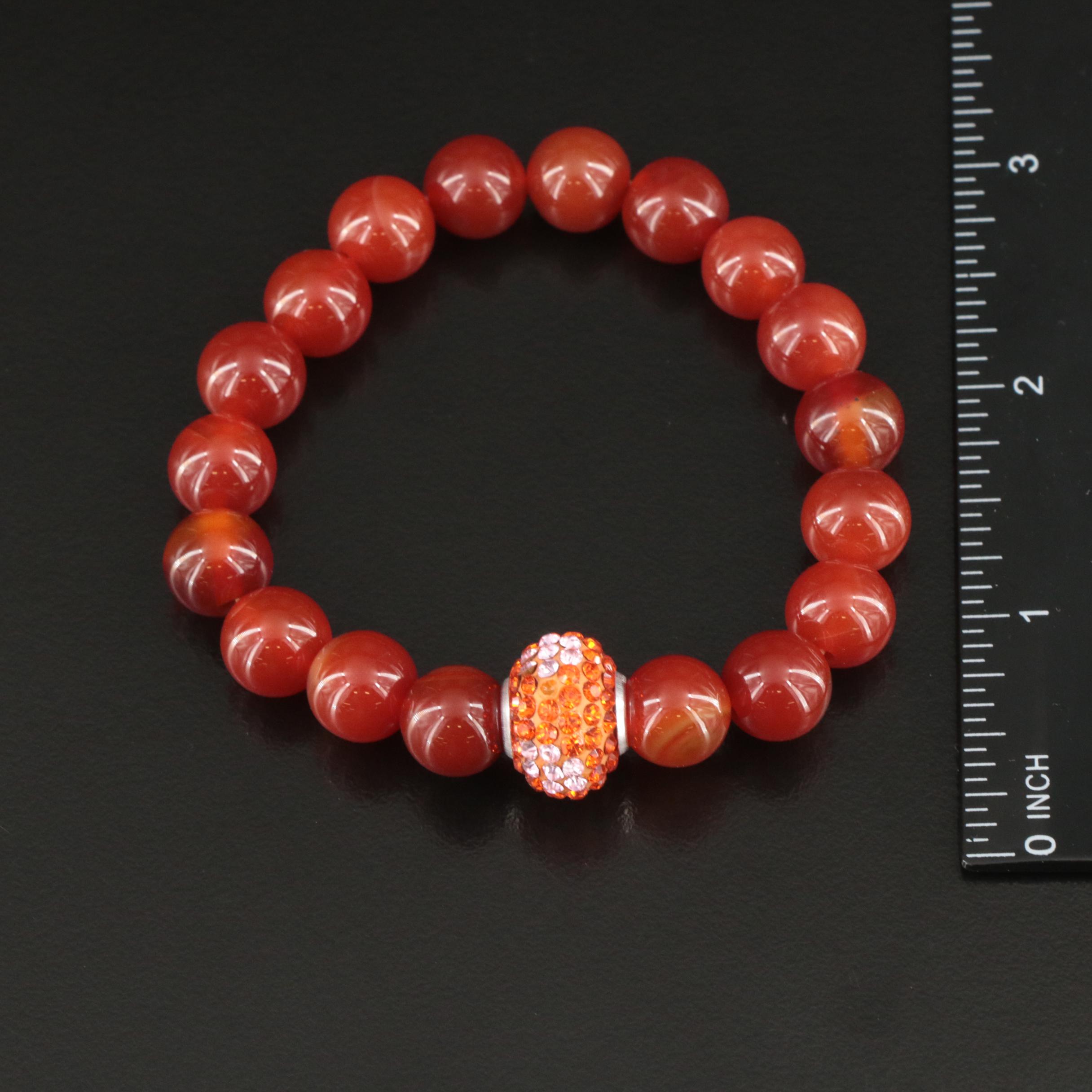 Collection of Expandable Bracelets with Rhinestone, Amethyst and Carnelian