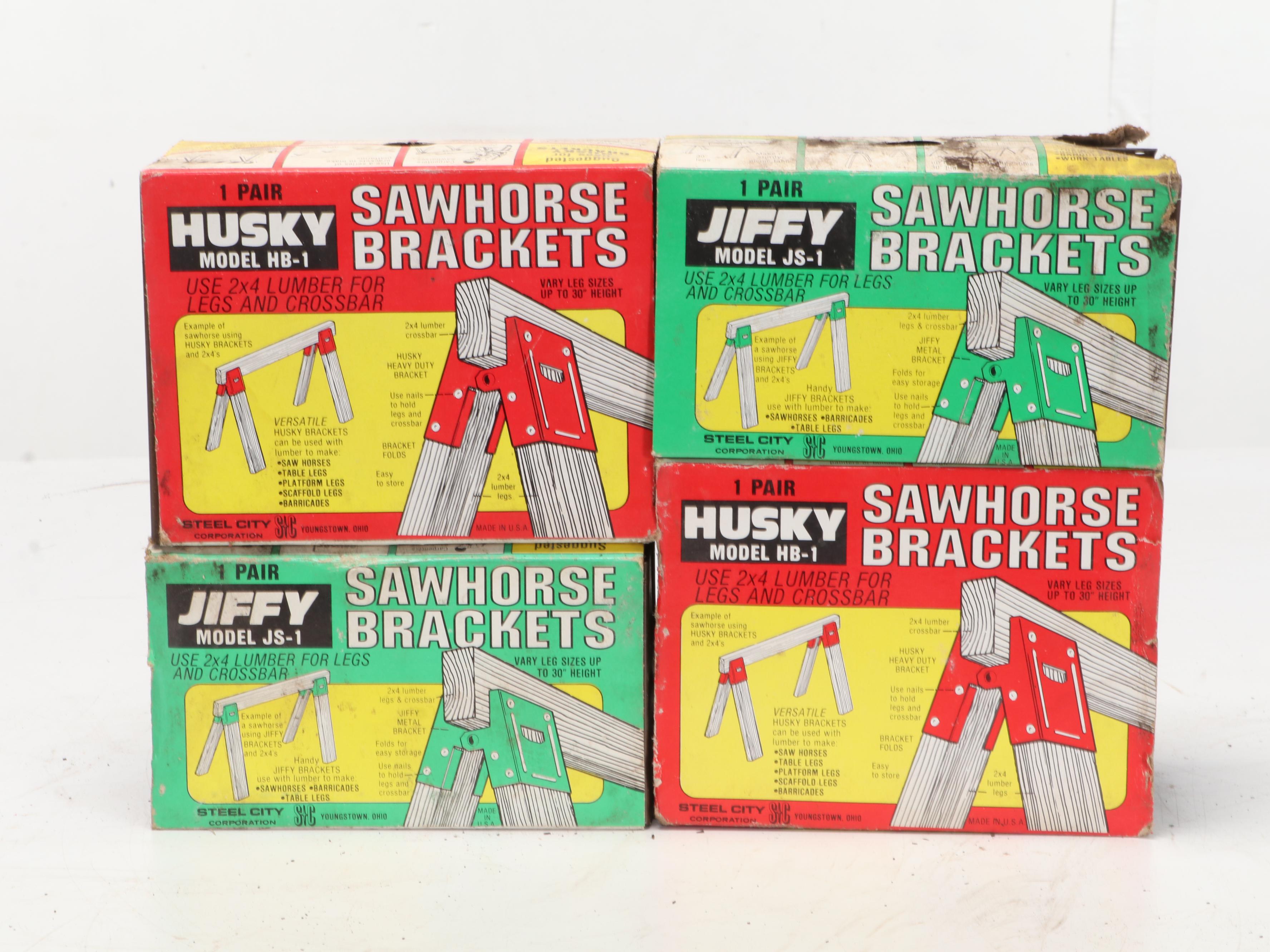 Hand Tool Assortment with Sawhorse Brackets, Pipe Clamps, and More