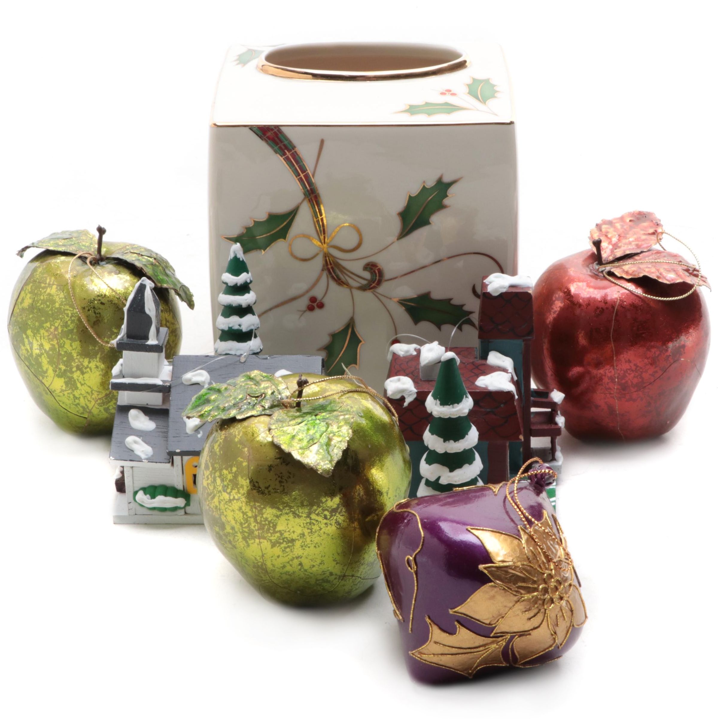 Department 56 Wooden Houses with Other Ornaments and Tissue Box Cover