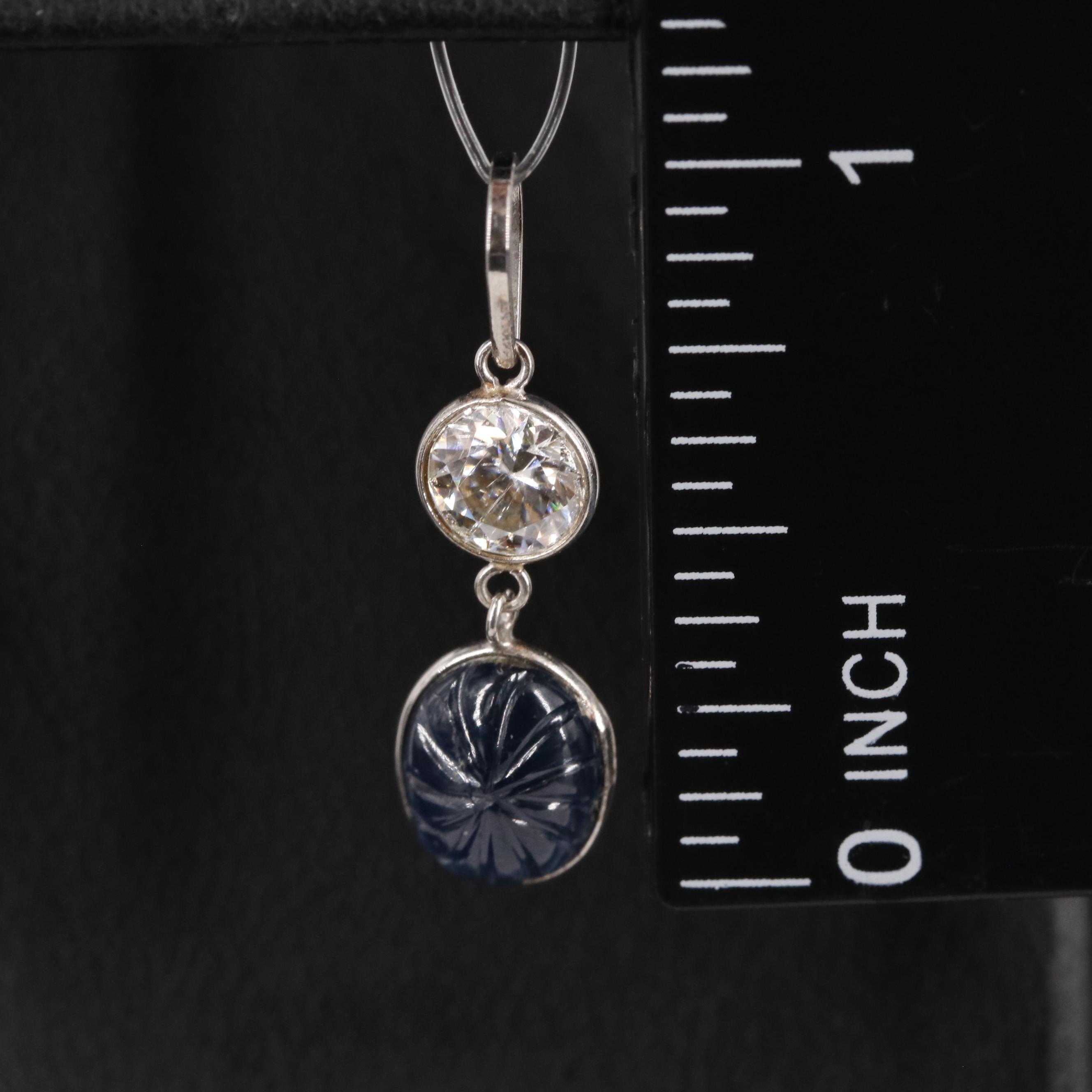 14K 3.06 CTW Sapphire and Moissanite Pendant