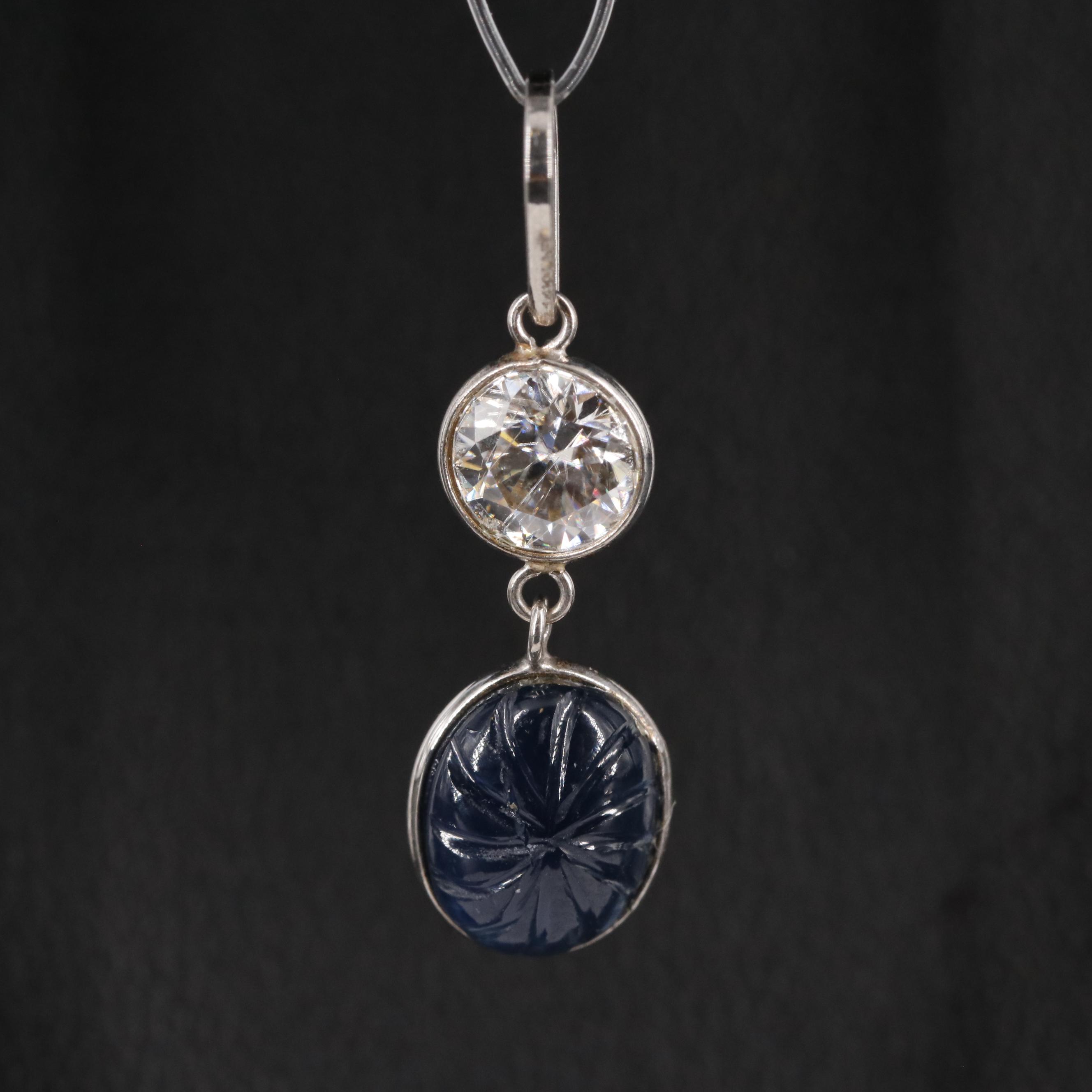14K 3.06 CTW Sapphire and Moissanite Pendant
