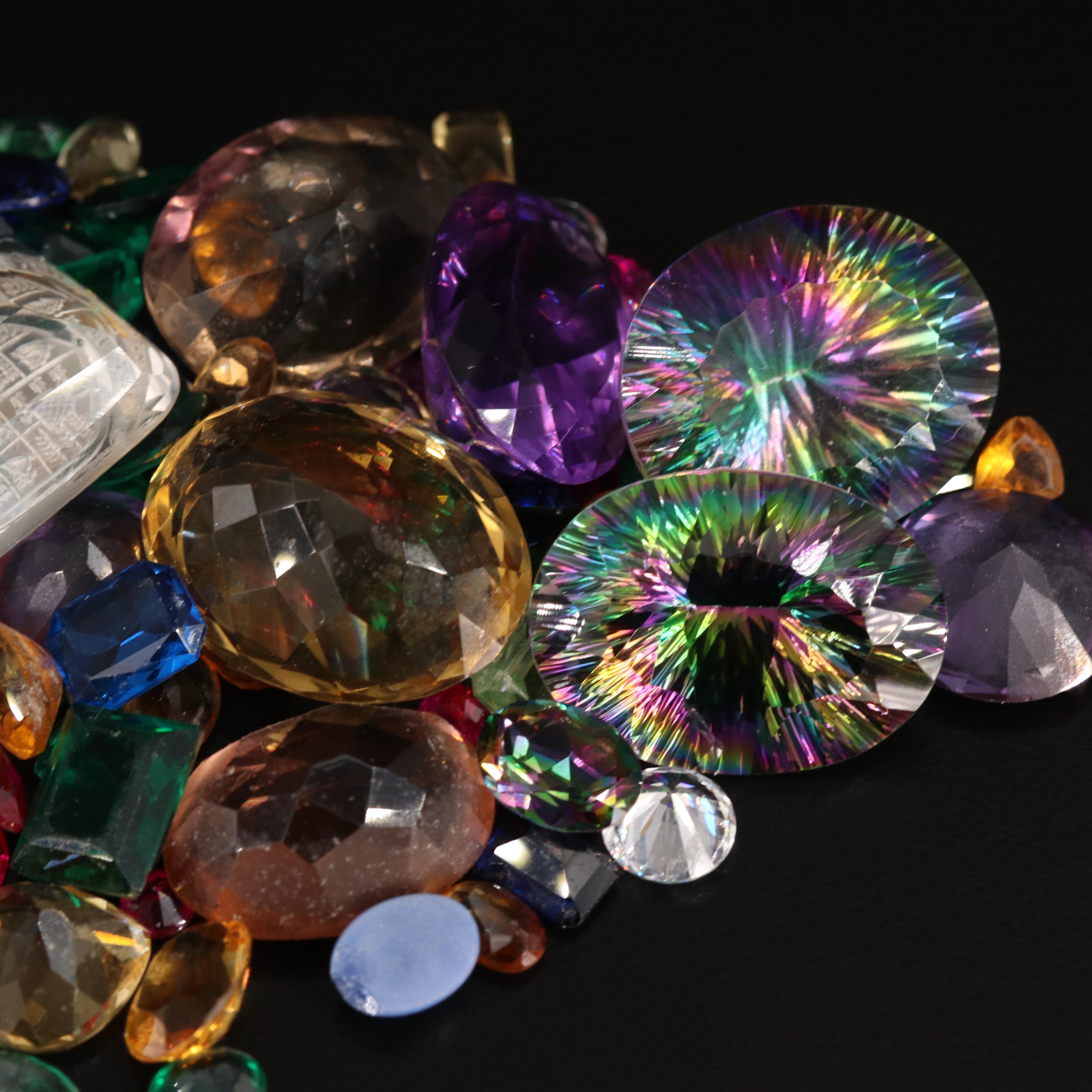 Loose 323.40 CTW Gemstones Including Rock Crystal Quartz, Topaz and Citrine