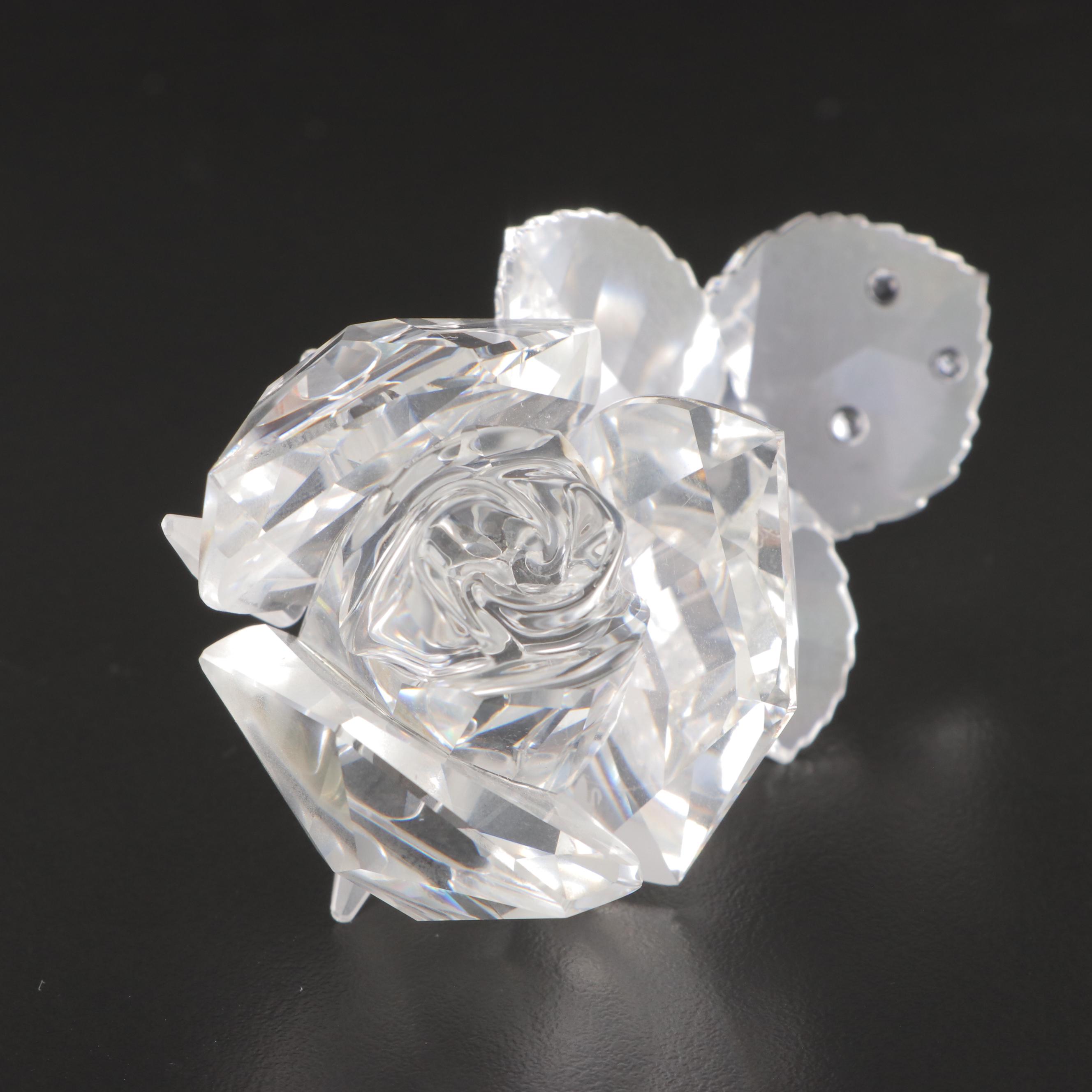 Swarovski Crystal Lotus, Rose and Birds on Bird Bath Figurines