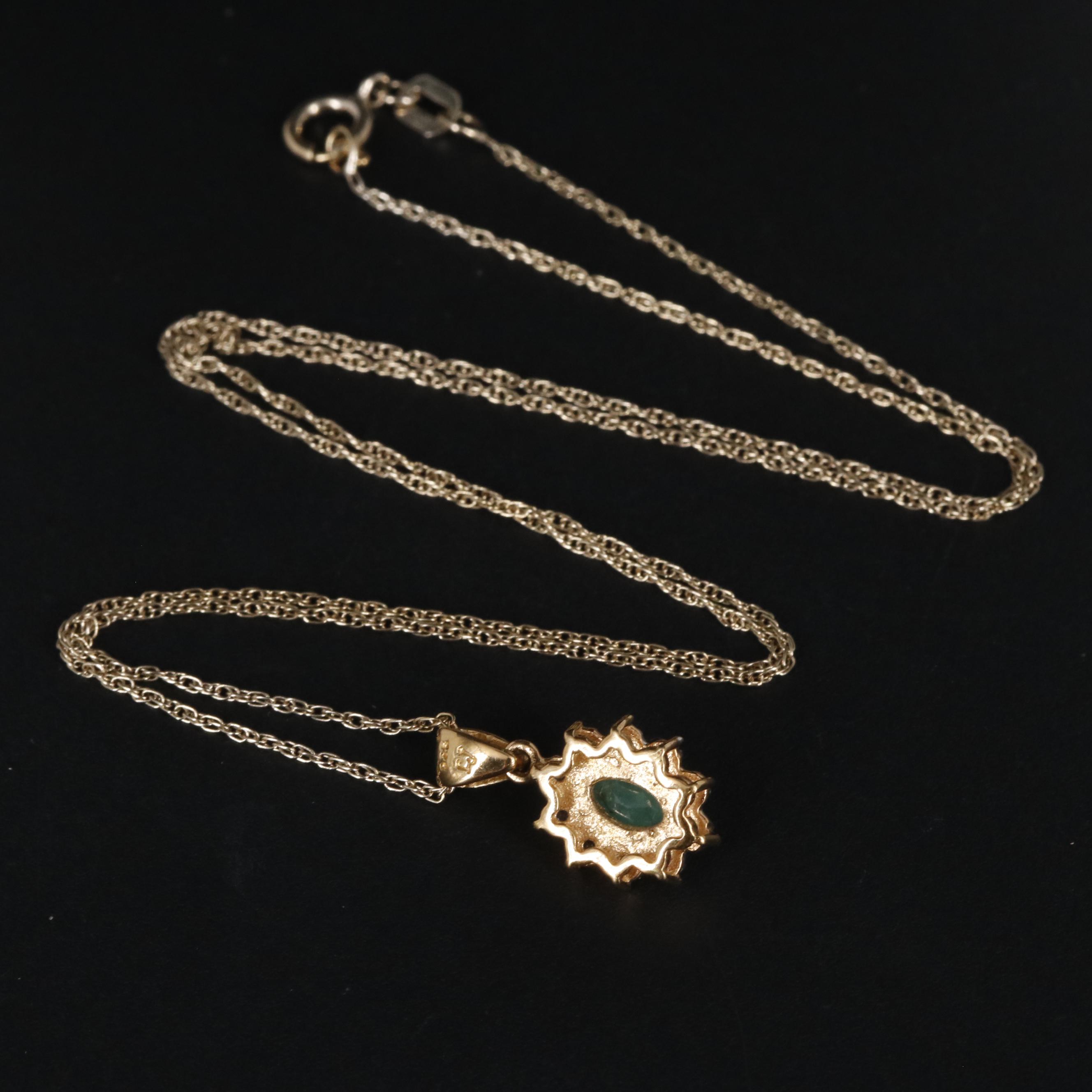 Sterling Emerald and Topaz Pendant Necklace