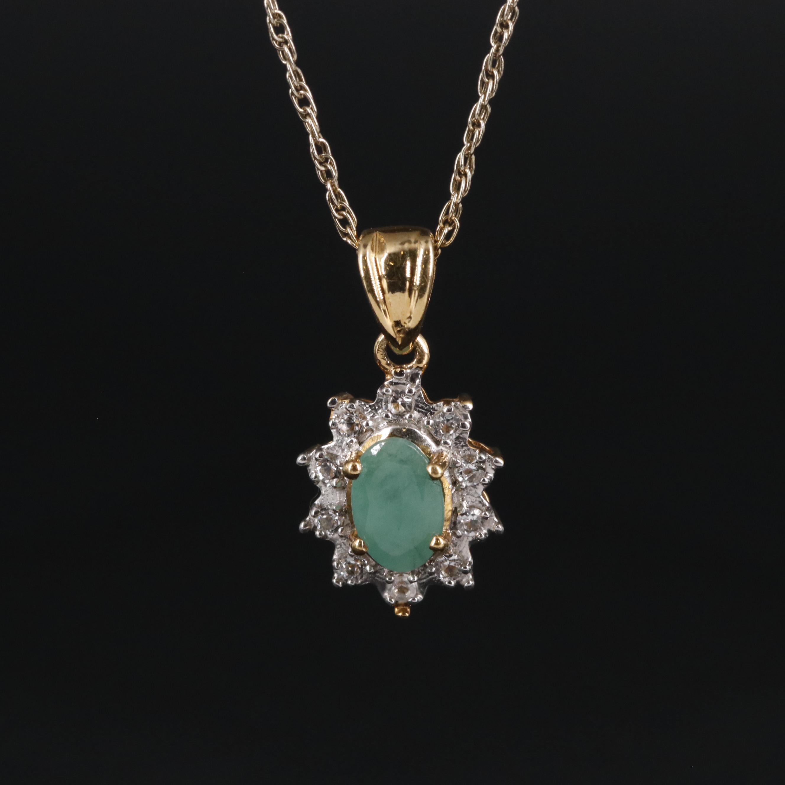 Sterling Emerald and Topaz Pendant Necklace