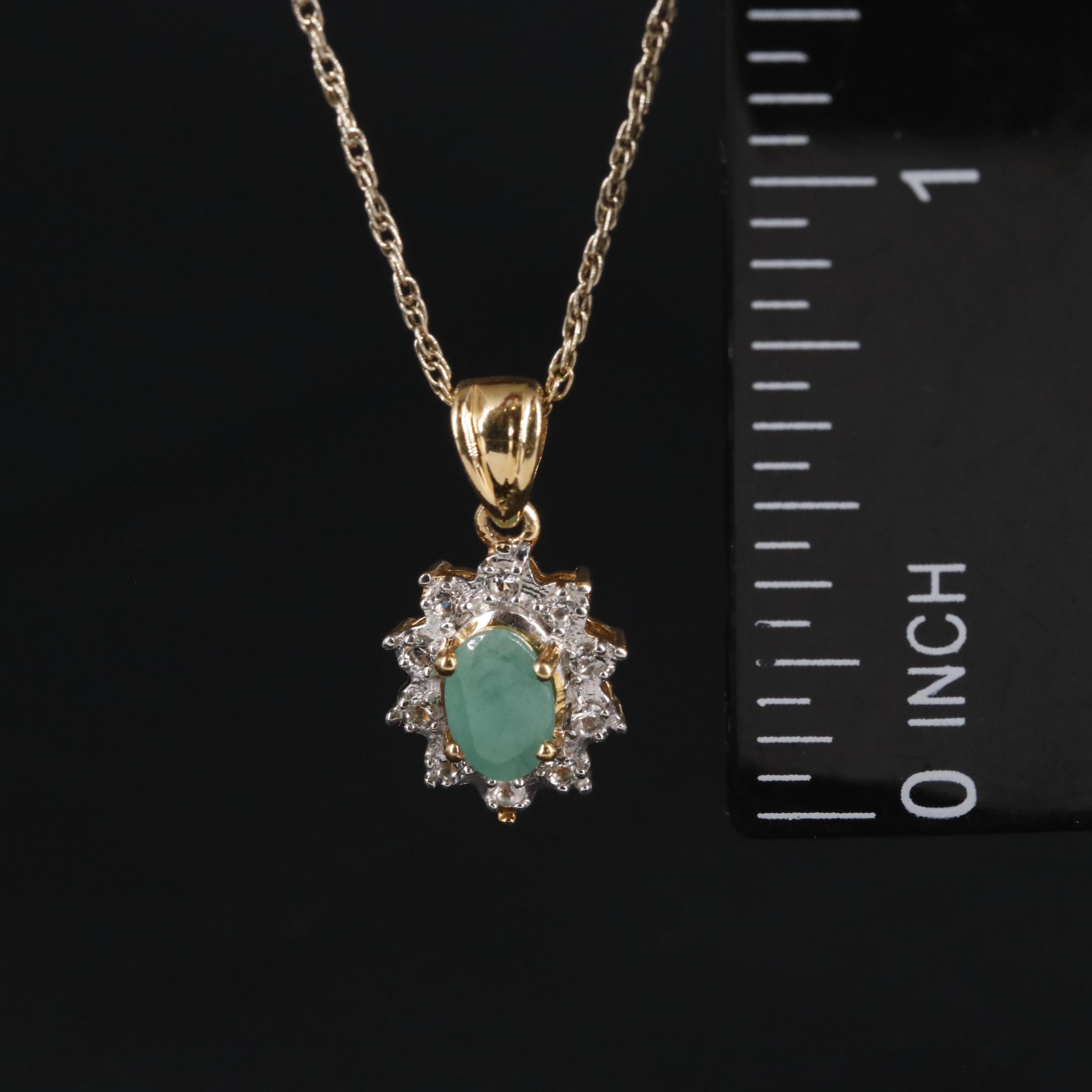 Sterling Emerald and Topaz Pendant Necklace