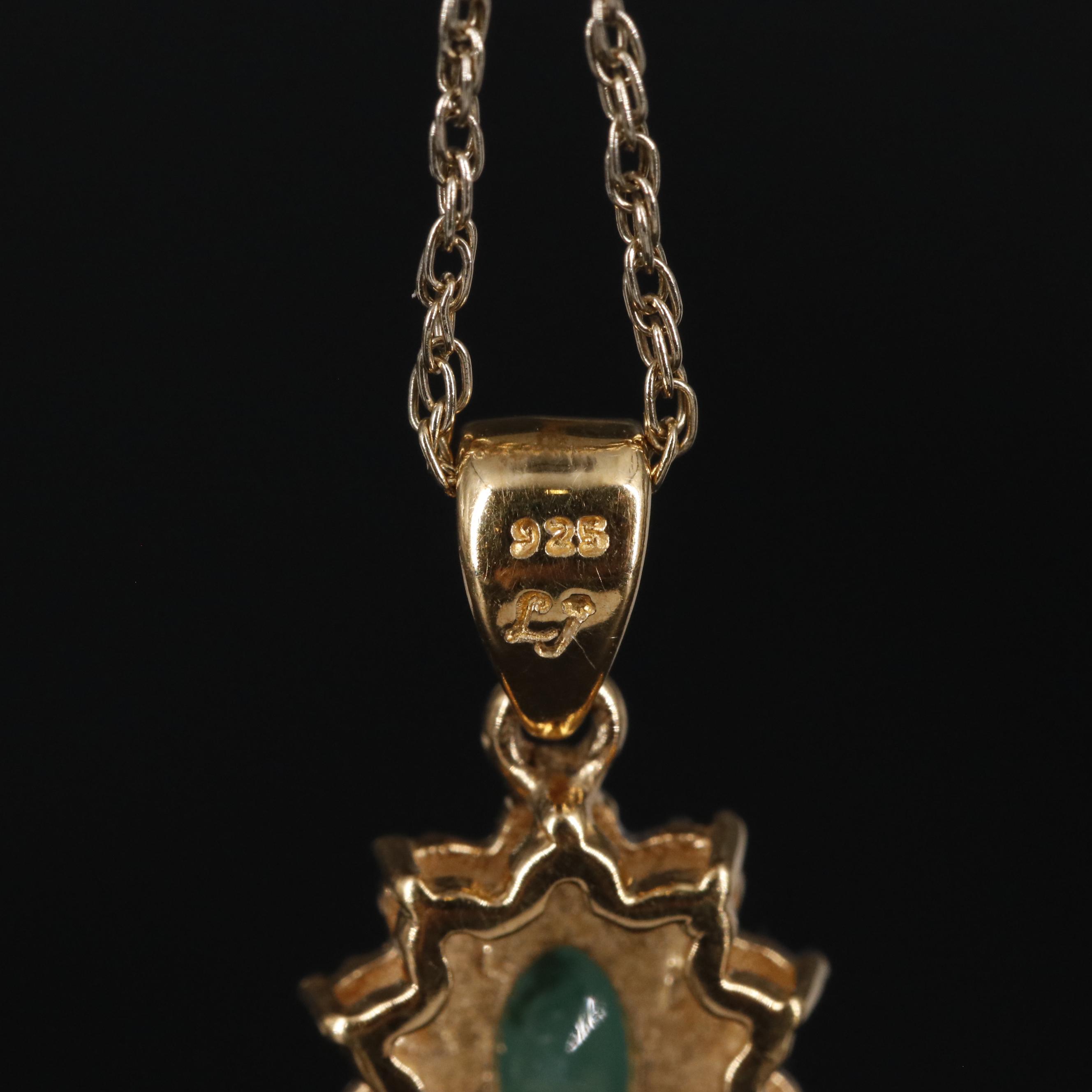 Sterling Emerald and Topaz Pendant Necklace