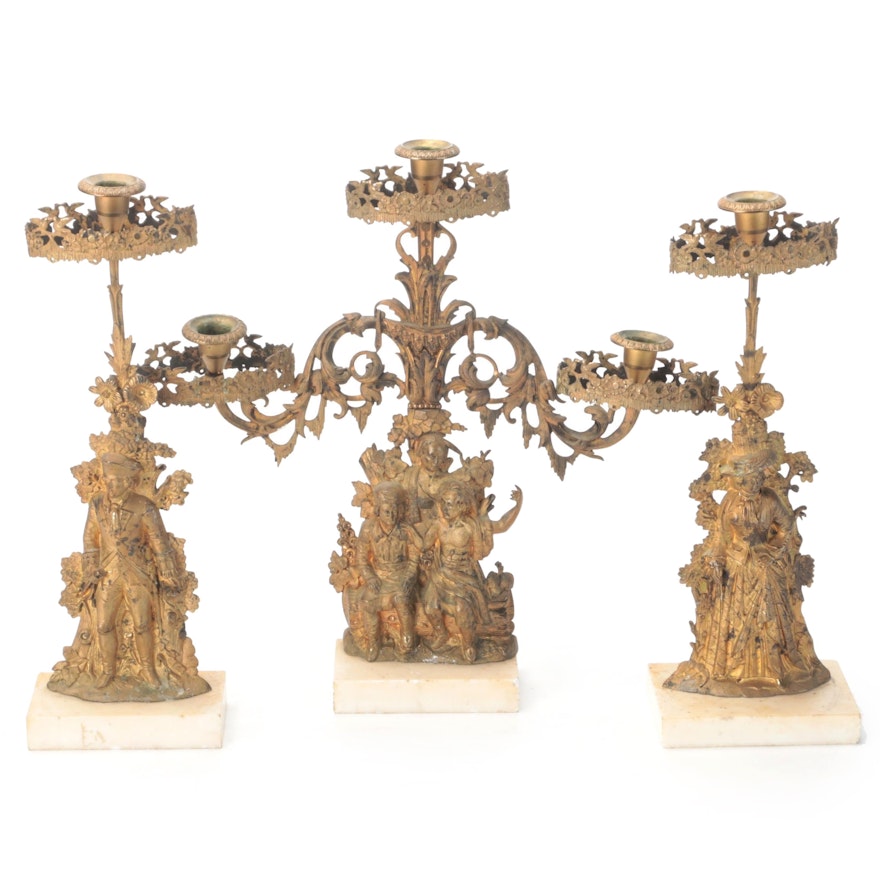 Cornelius & Co. Cast Brass Figural Candlesticks