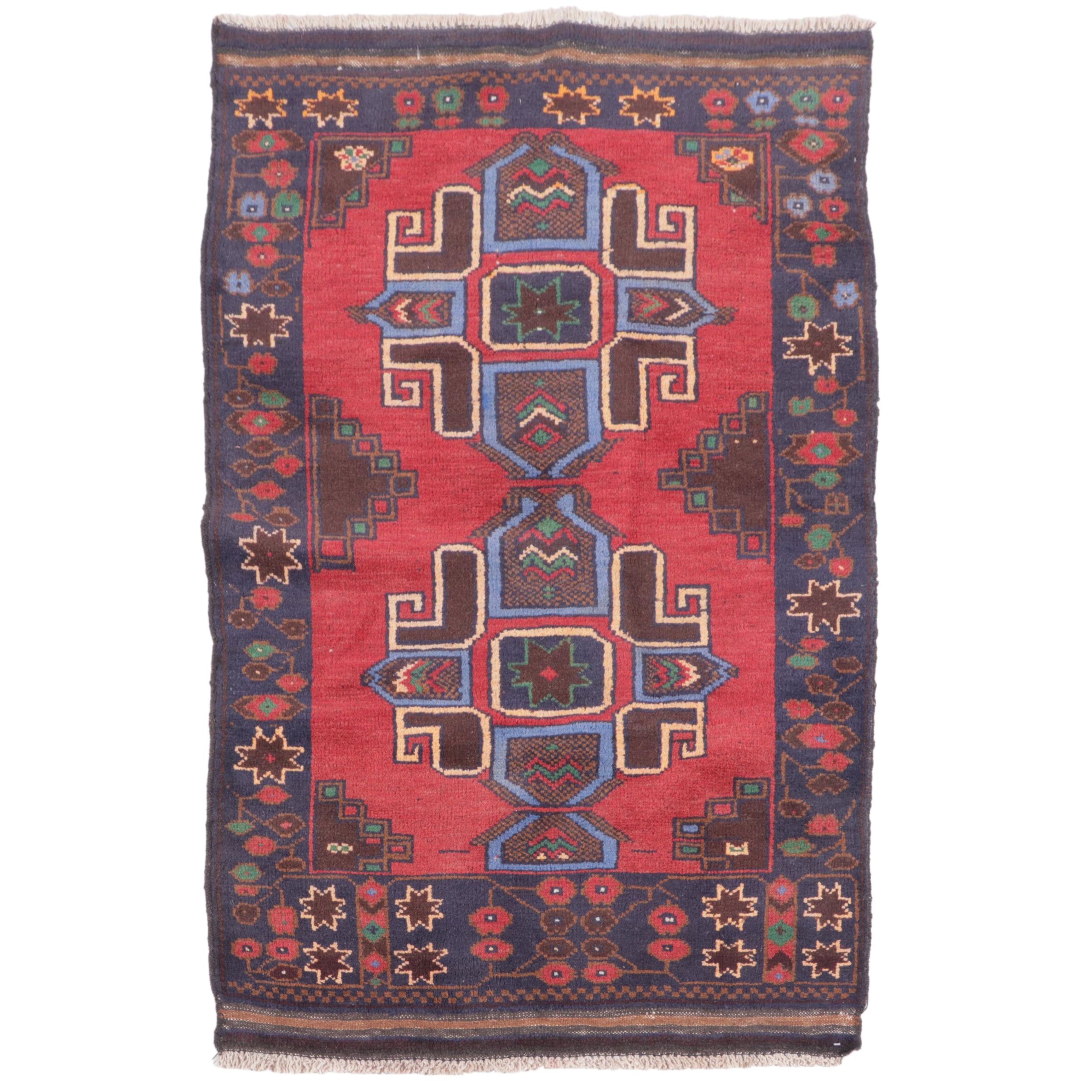 2'8 x 4'9 Hand-Knotted Afghan Baluch Accent Rug