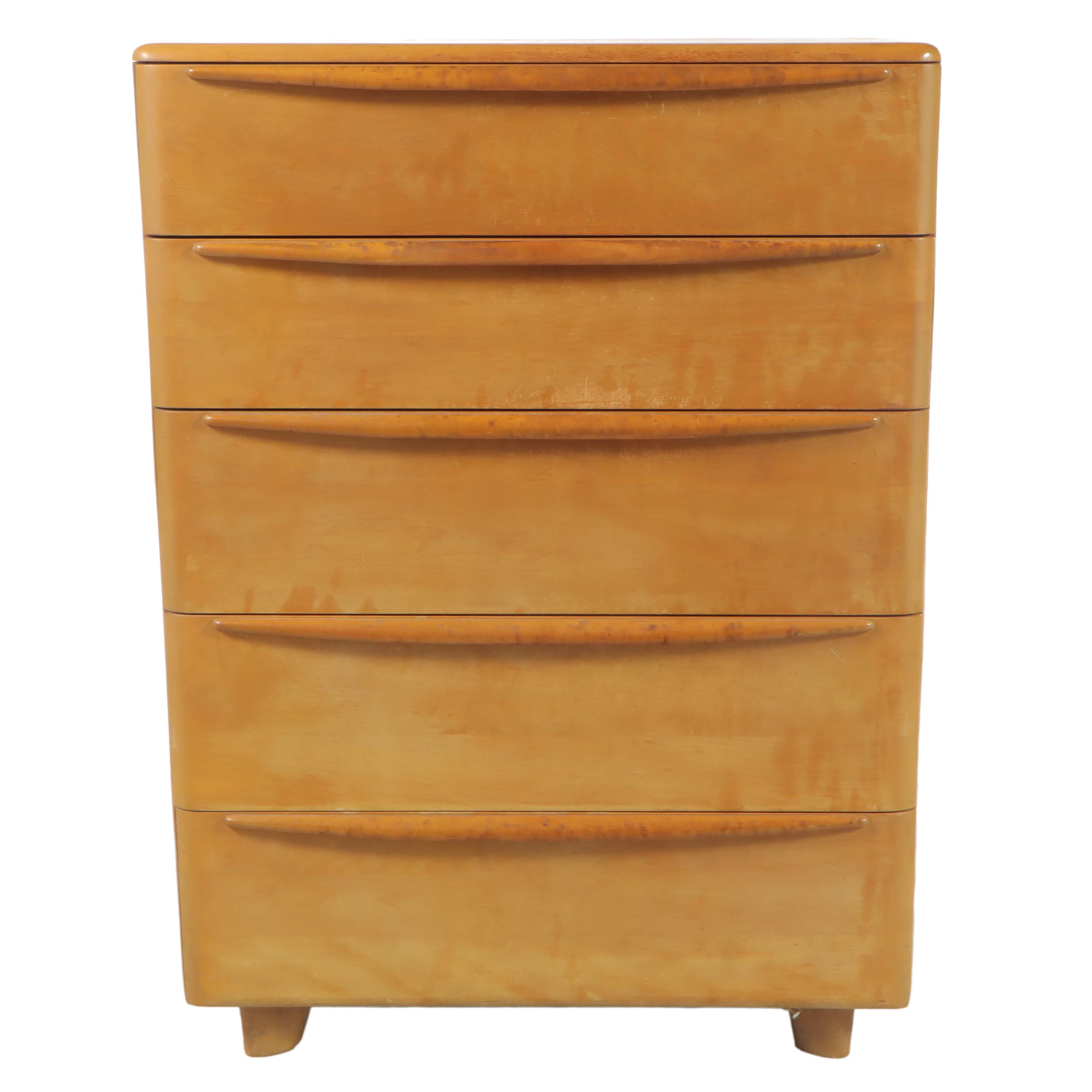 Heywood-Wakefield Mid Century Modern Five-Drawer Chest in Wheat Finish