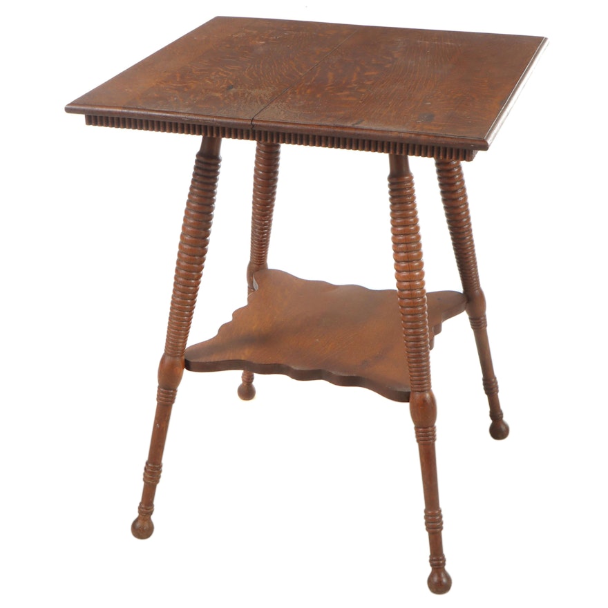 Late Victorian Quartersawn Oak Two-Tier Side Table, circa 1900