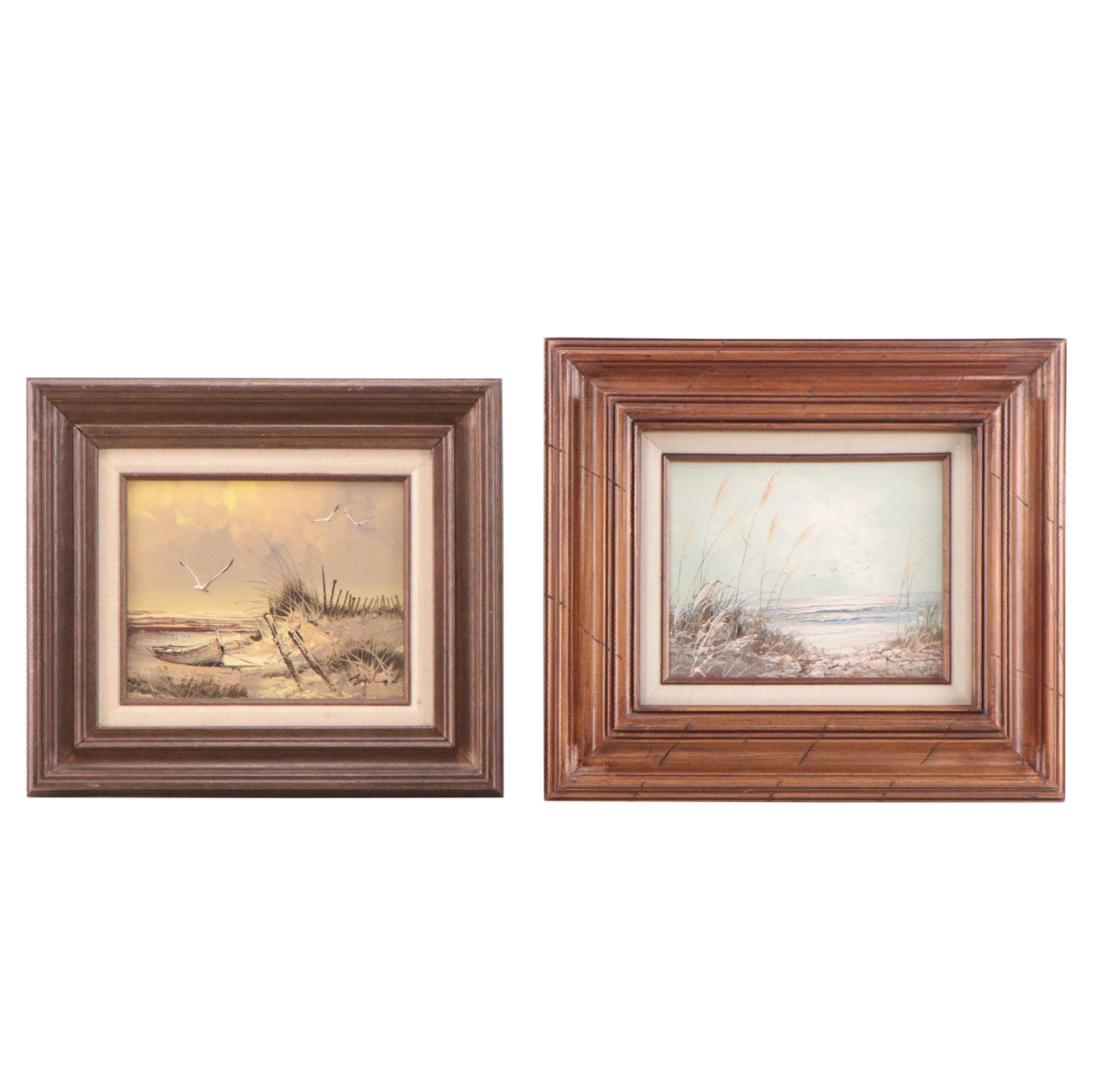 Beach Landscape Oil Paintings, Circa 1970