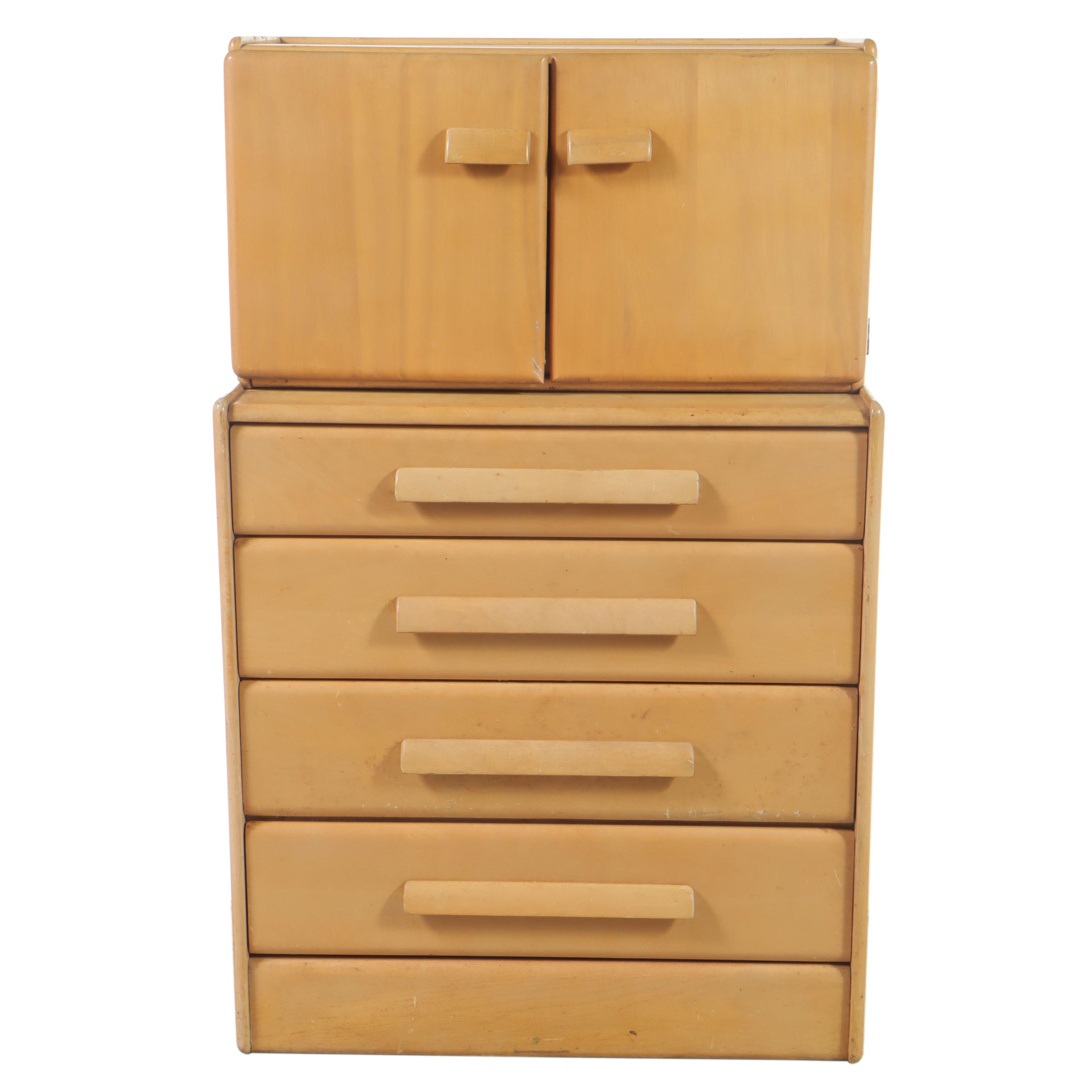 Heywood-Wakefield Mid Century Modern Chest-on-Chest in Bleached Finish