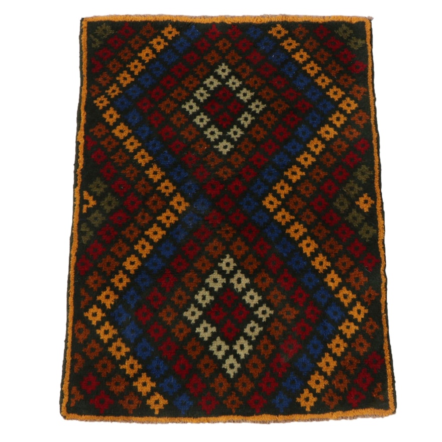 2'1 x 2'10 Hand-Knotted Afghan Baluch Accent Rug
