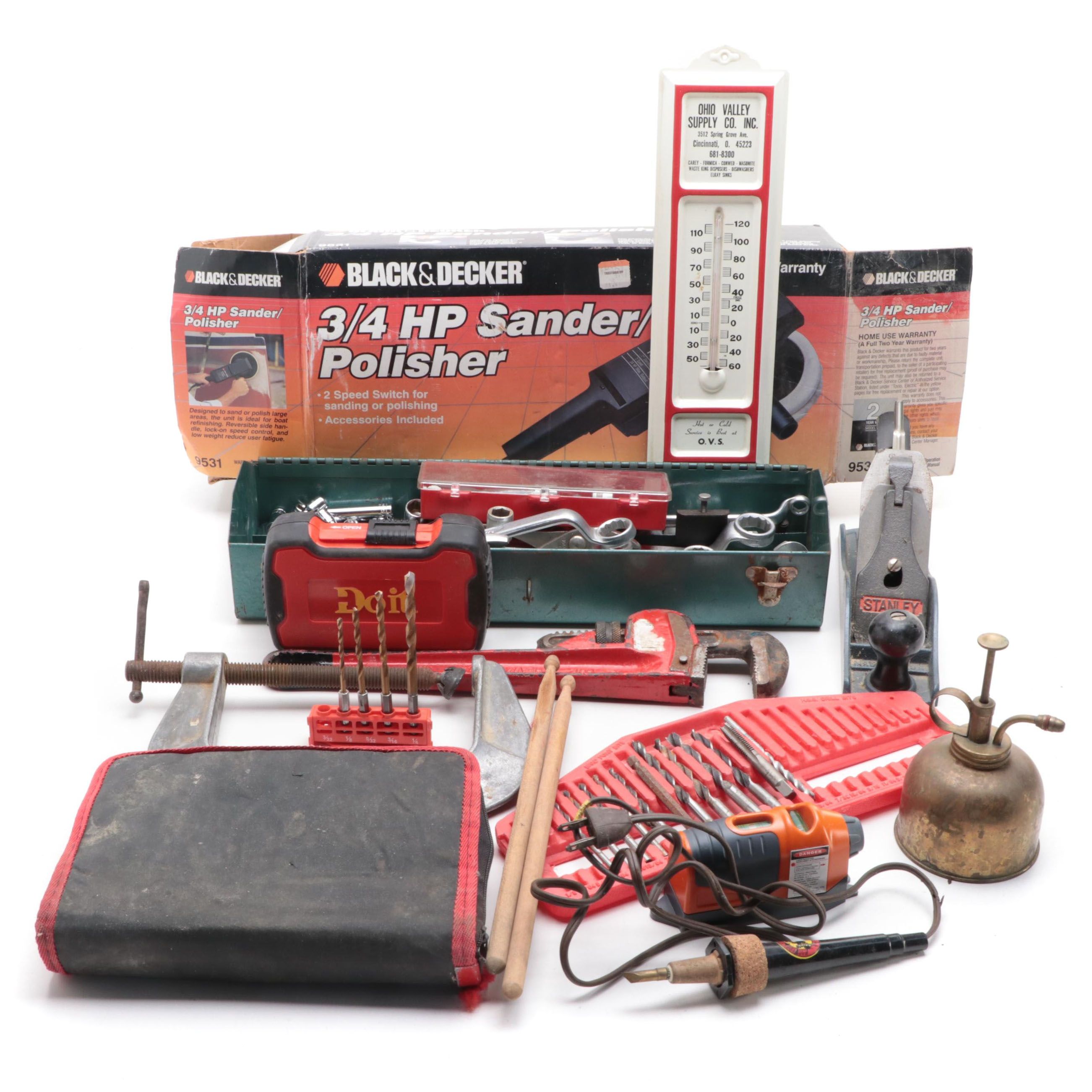 Black + Decker Orbital Sander With Socket Wrenches, Drill Bits, and More Tools