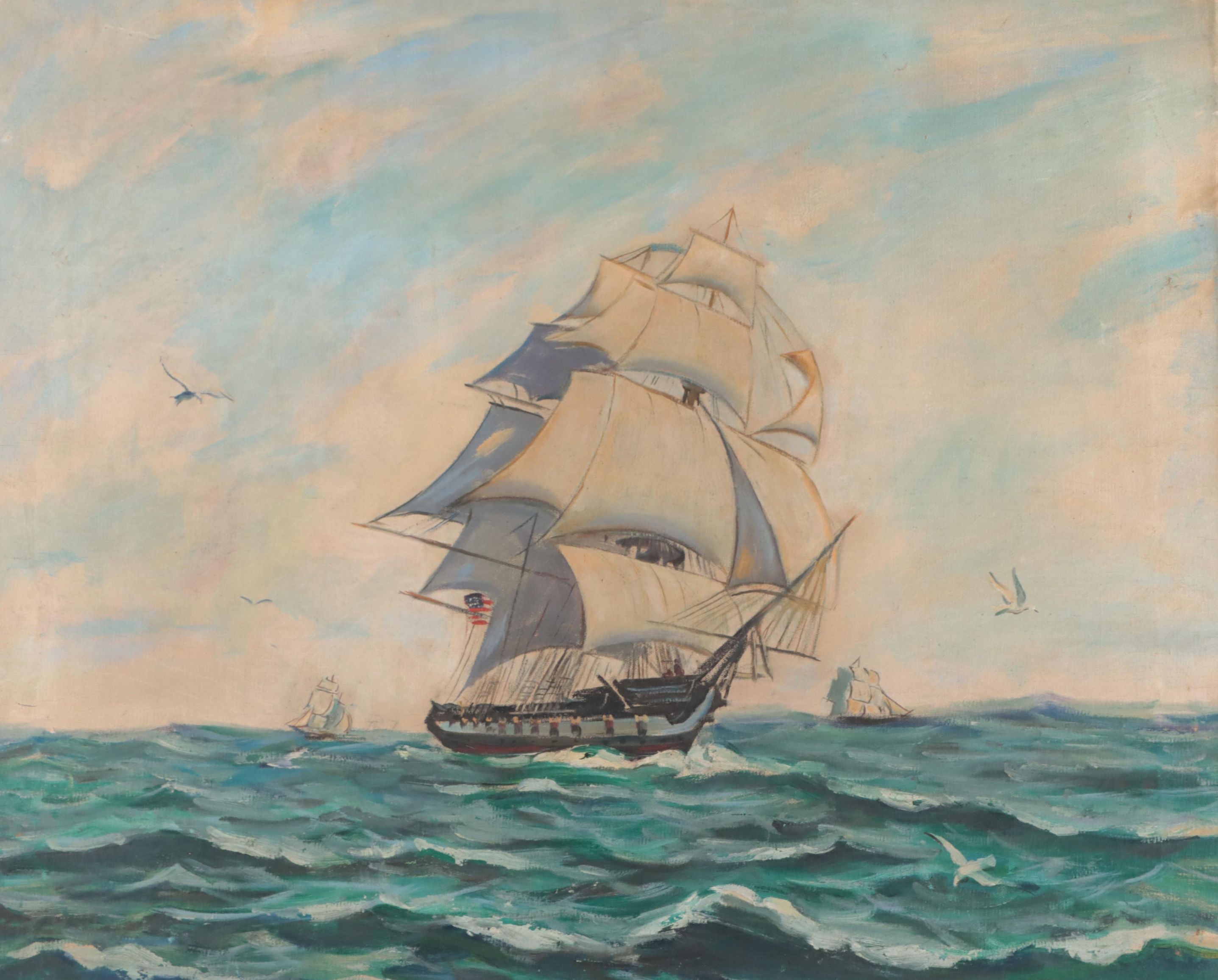 Nautical Oil Painting "Ship Preistley," Circa 1900