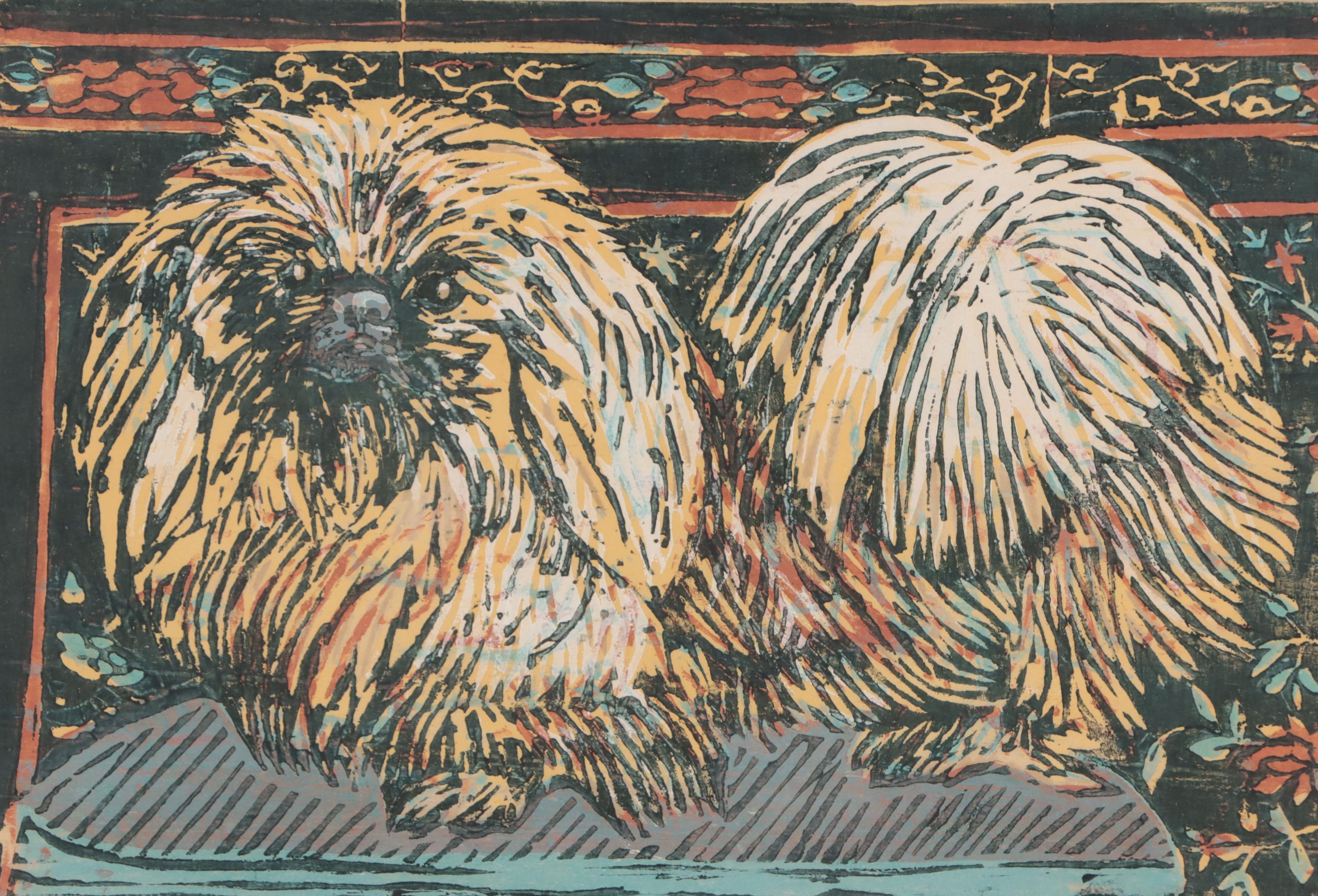 George Speck Woodcut "Palace Guard Bur-li," Mid-20th Century