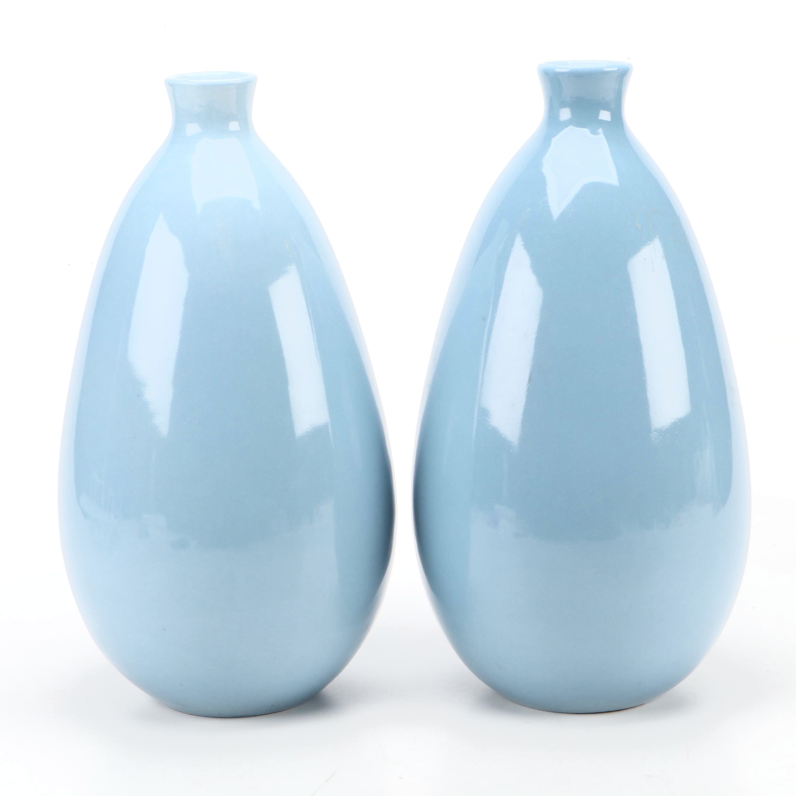Porcelain Blue Glazed Bottle Vases