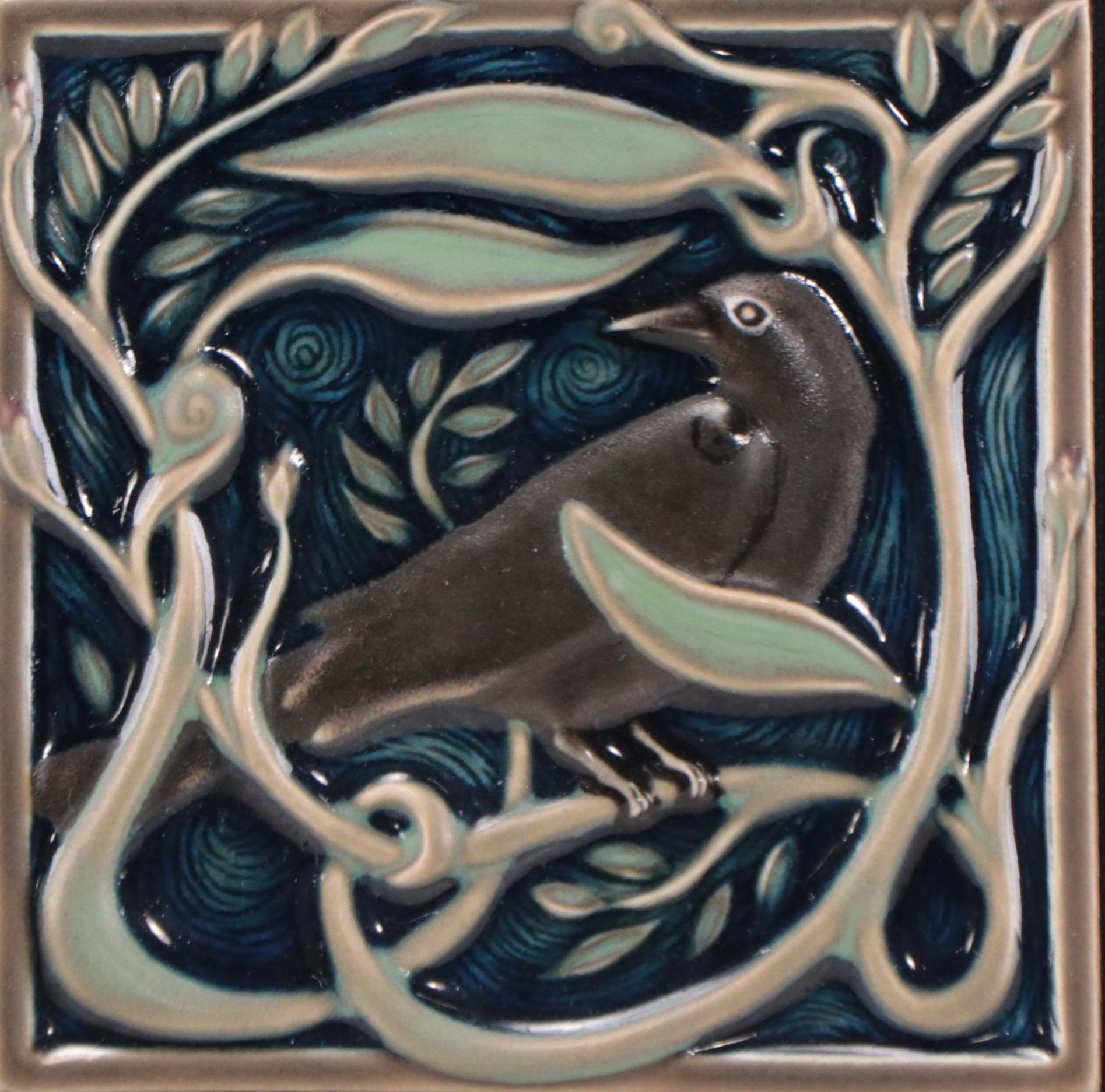 Rookwood "Rook Nature" Hand-Painted Ceramic Tile, 21st Century