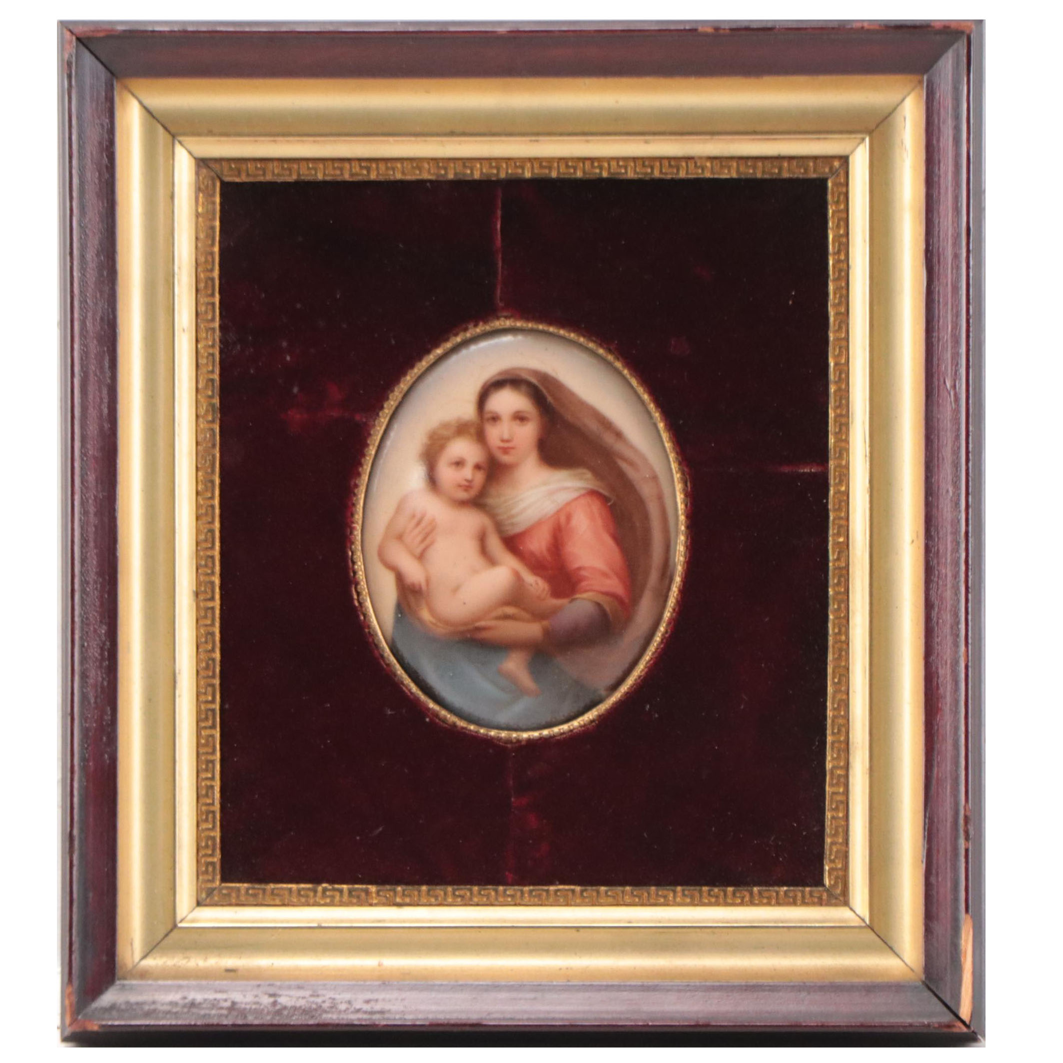 Hutschenreuther Hand-Painted Porcelain Plaque After Raphael "Sistine Madonna"