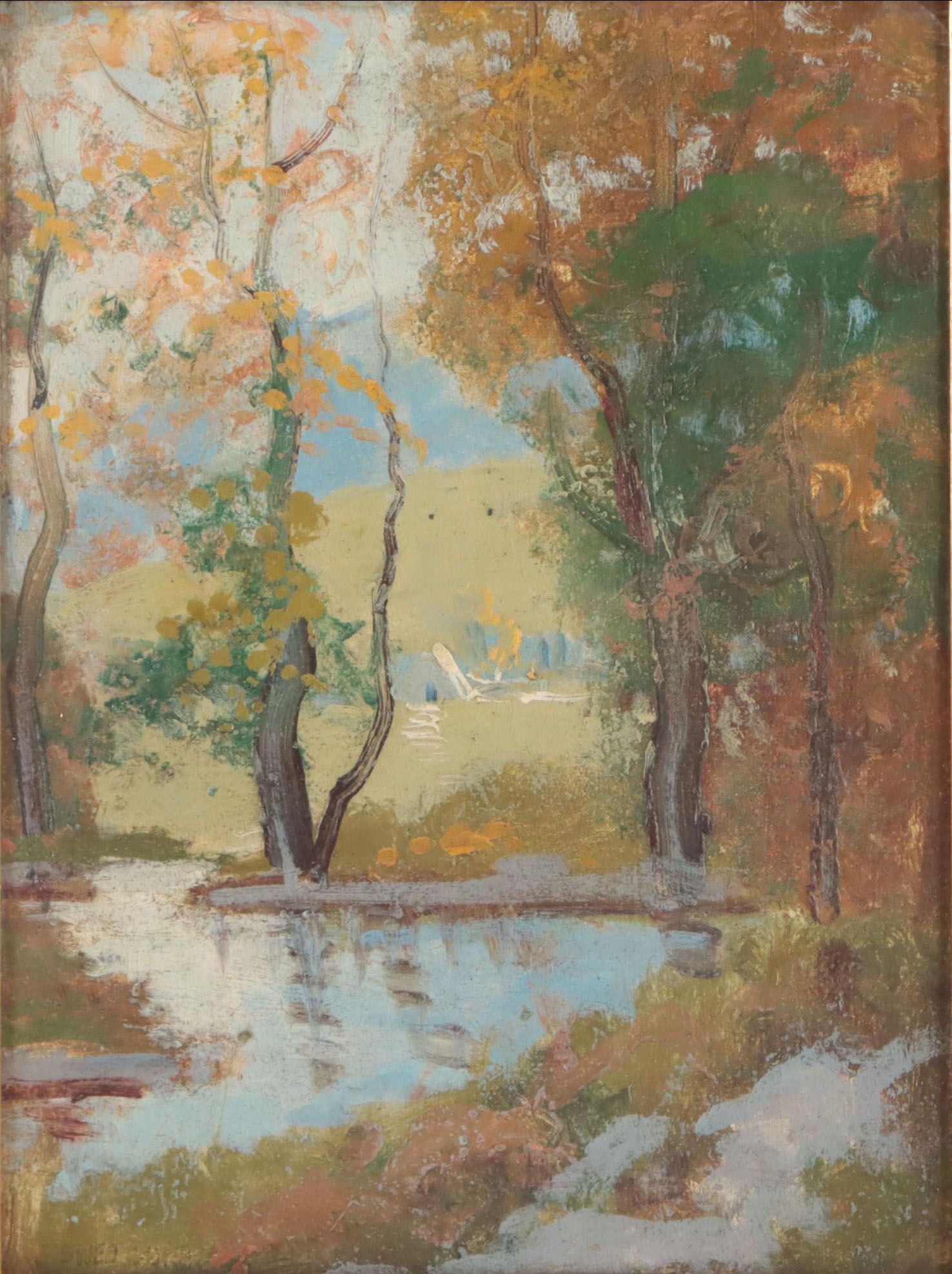 Glenn Swedlun Forest Landscape Oil Painting, Mid-20th Century