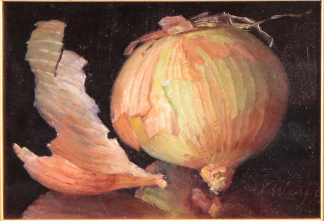 Youqing Wang Still Life Oil Painting of Onion, 21st Century