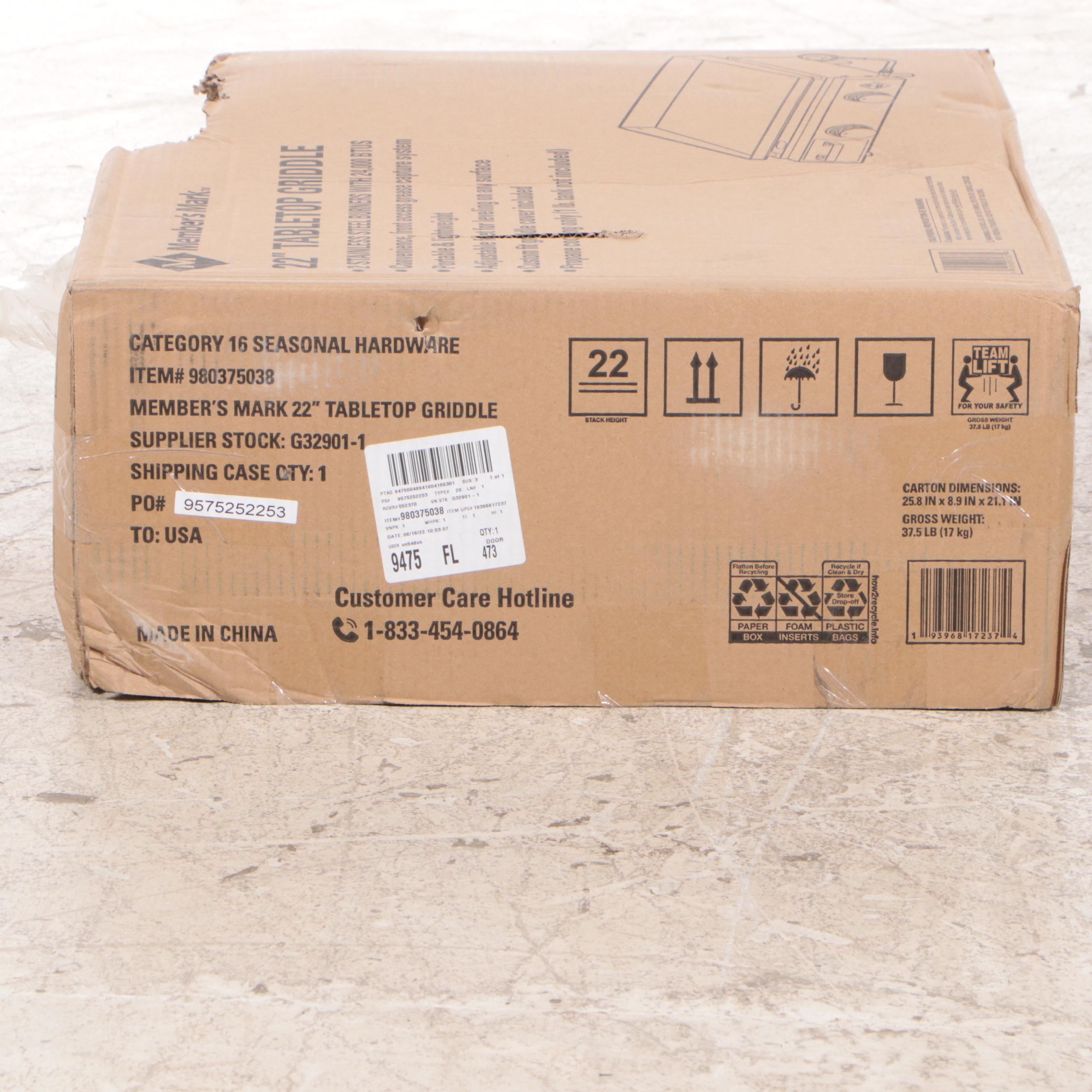 Member's Mark 22" Stainless Steel Tabletop Propane Griddle