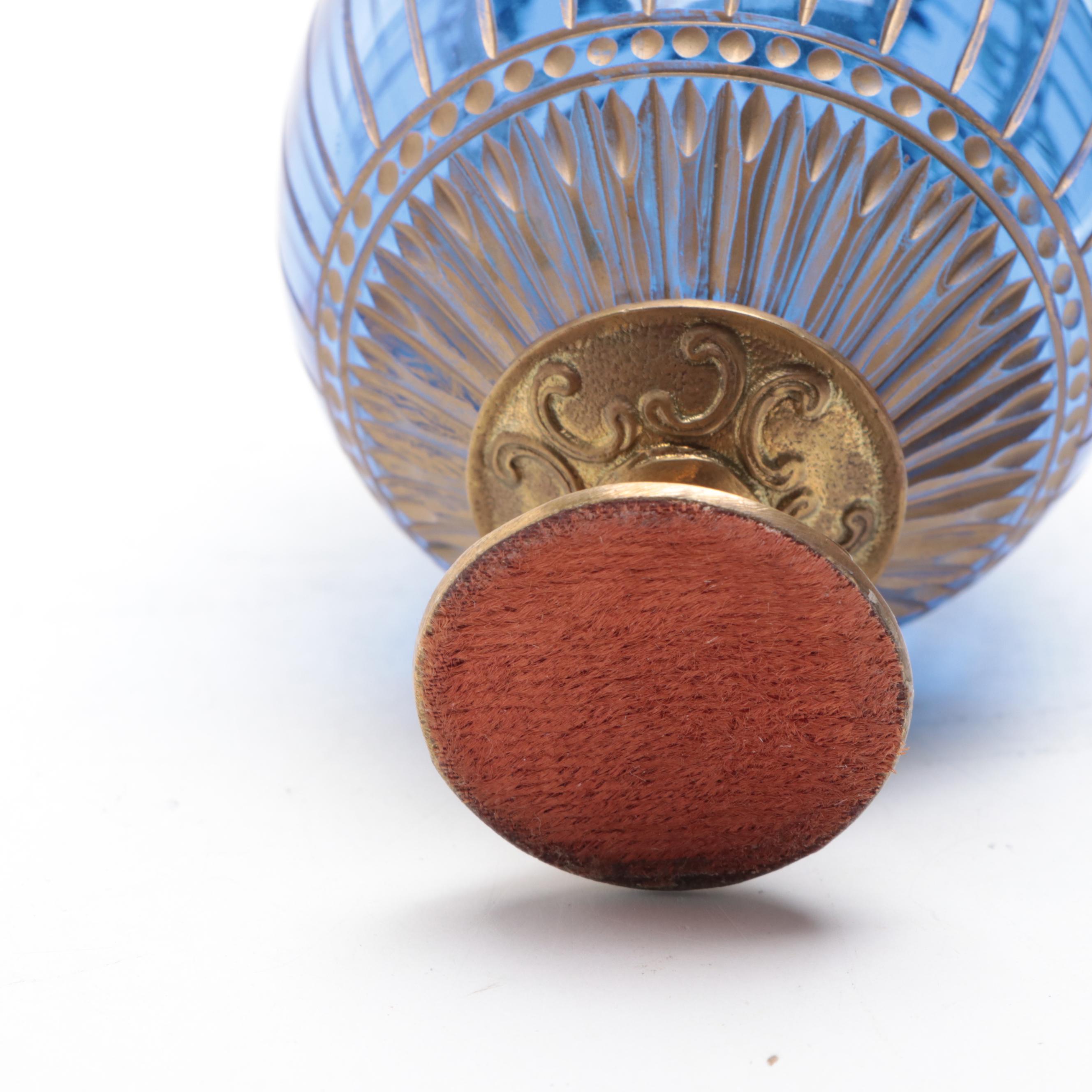 Faberge "0389" Blue and Gilt Glass Egg