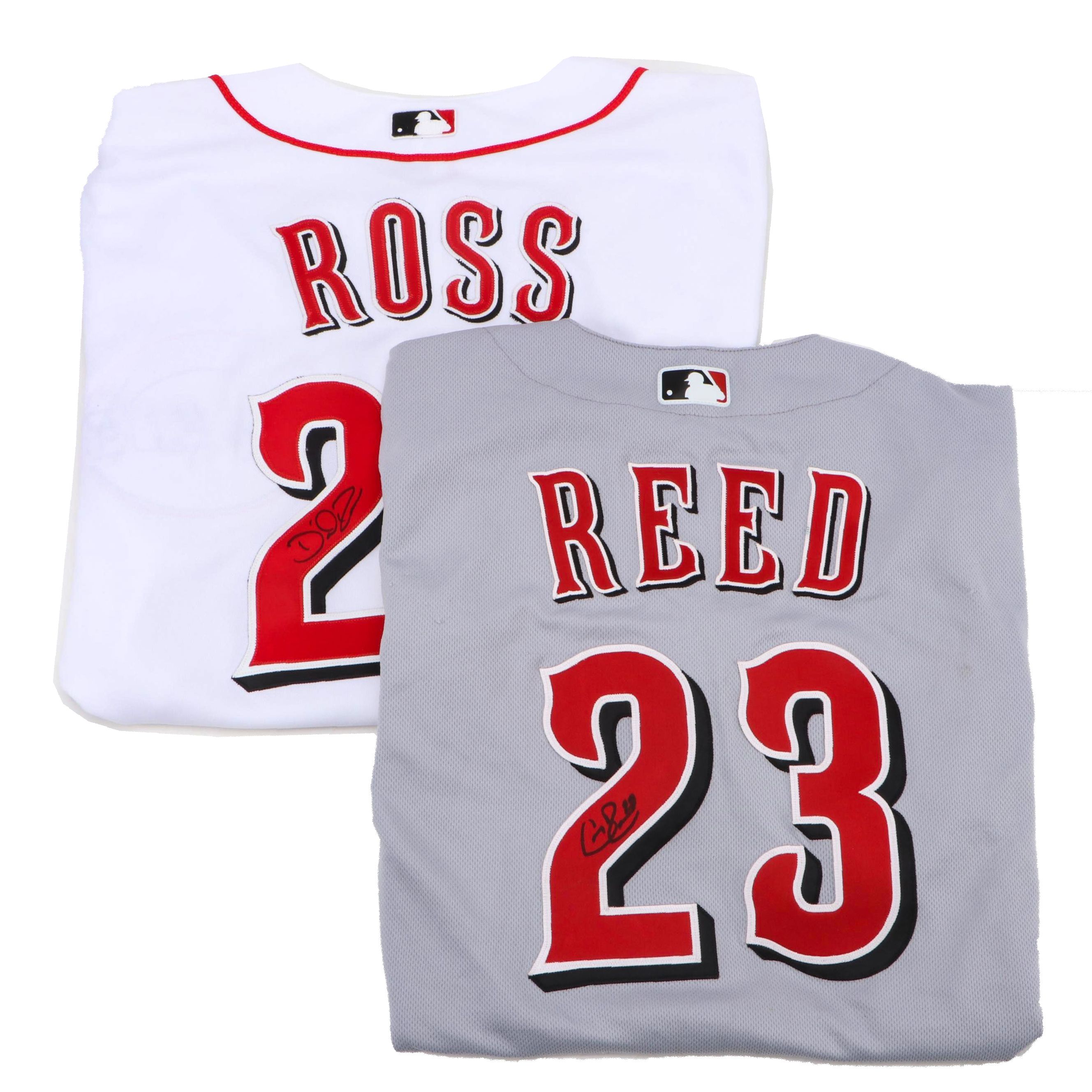 David Ross and Cody Reed Signed Cincinnati Reds Baseball Jerseys