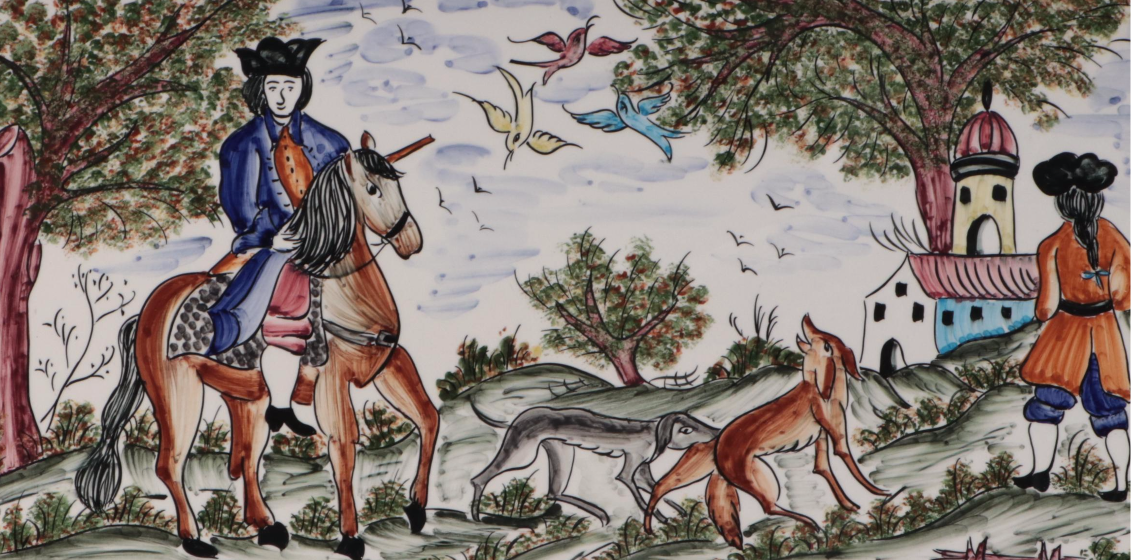 Portuguese Faïence Hand-Painted Tray