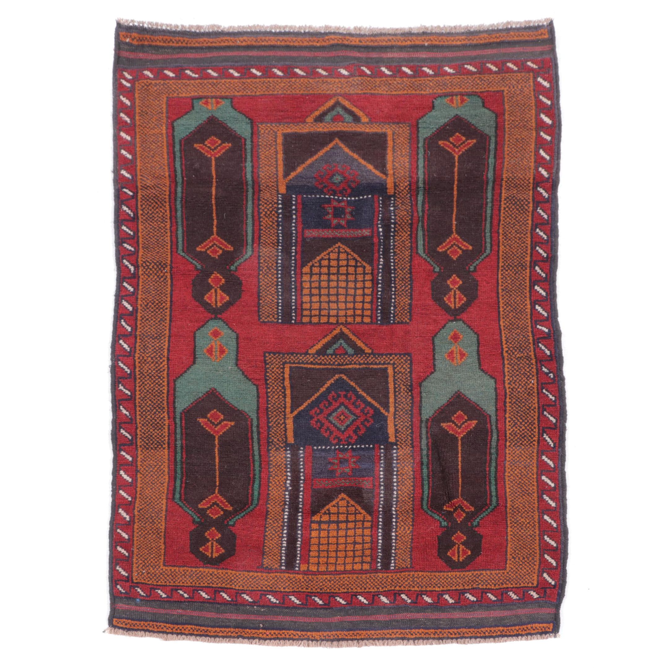 2'11 x 4'7 Hand-Knotted Afghan Baluch Accent Rug