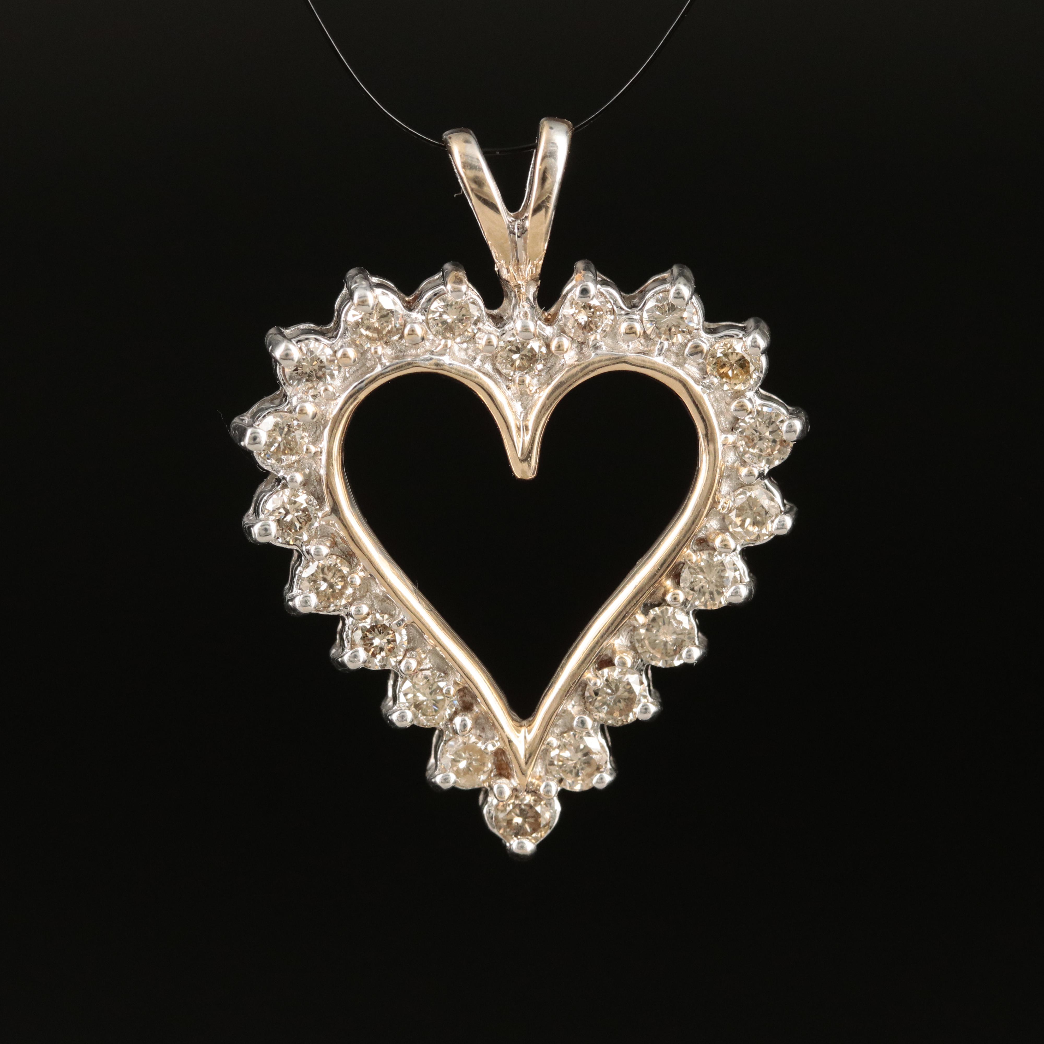 10K 0.96 CTW Heart Pendant