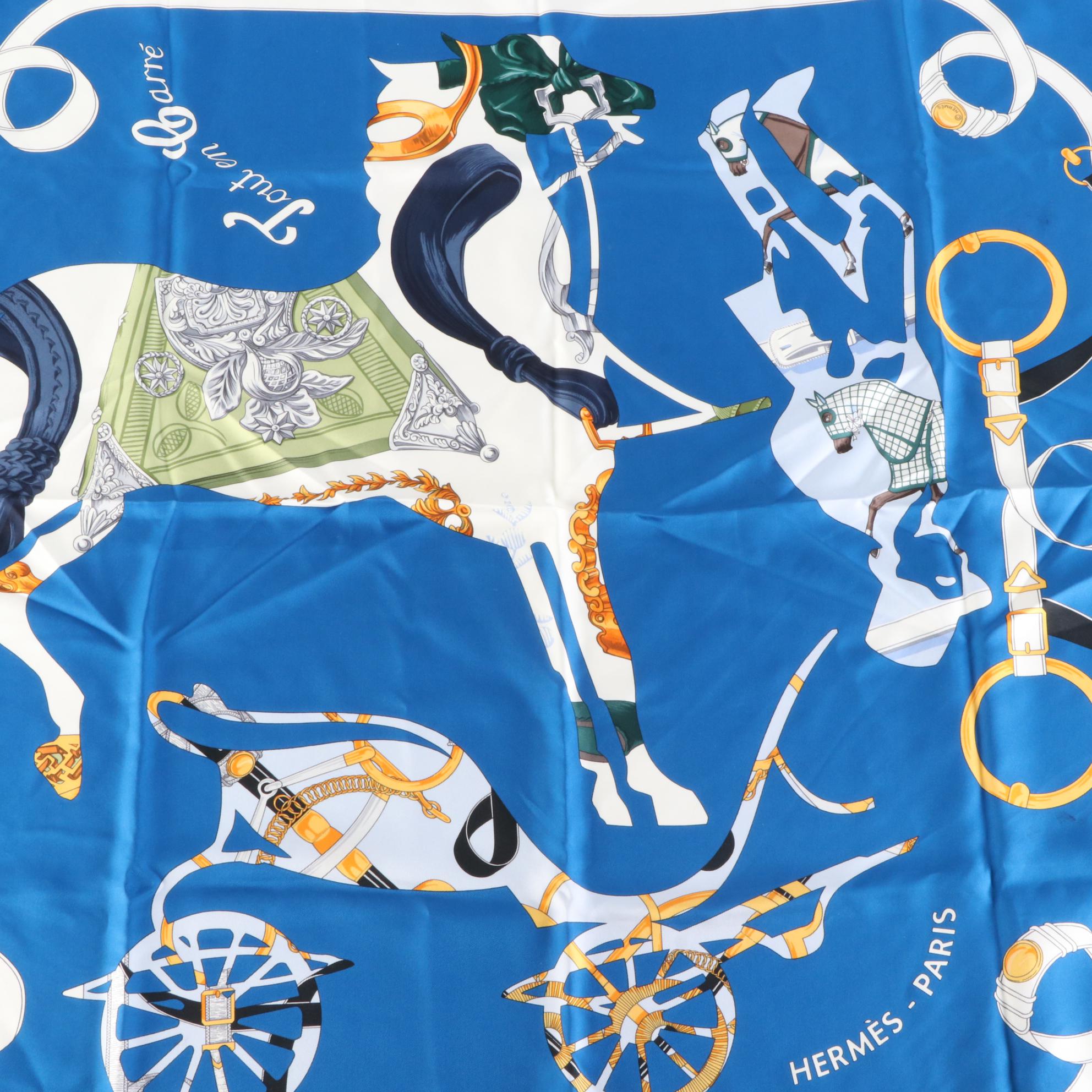 Hermès "Tout en Carre" Silk Twill Scarf 90