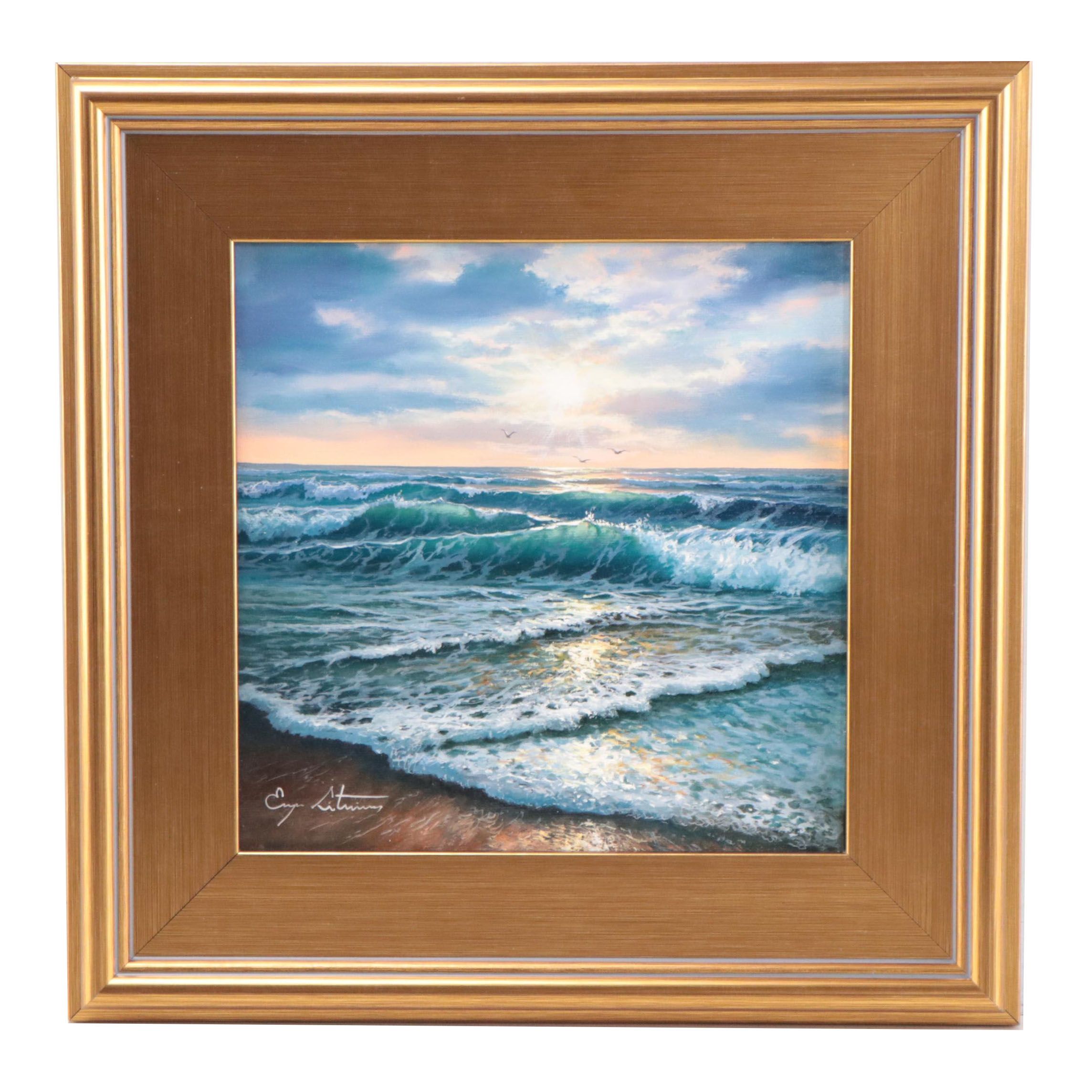 Jevgenijus Litvinas Seascape Oil Painting, 21st Century
