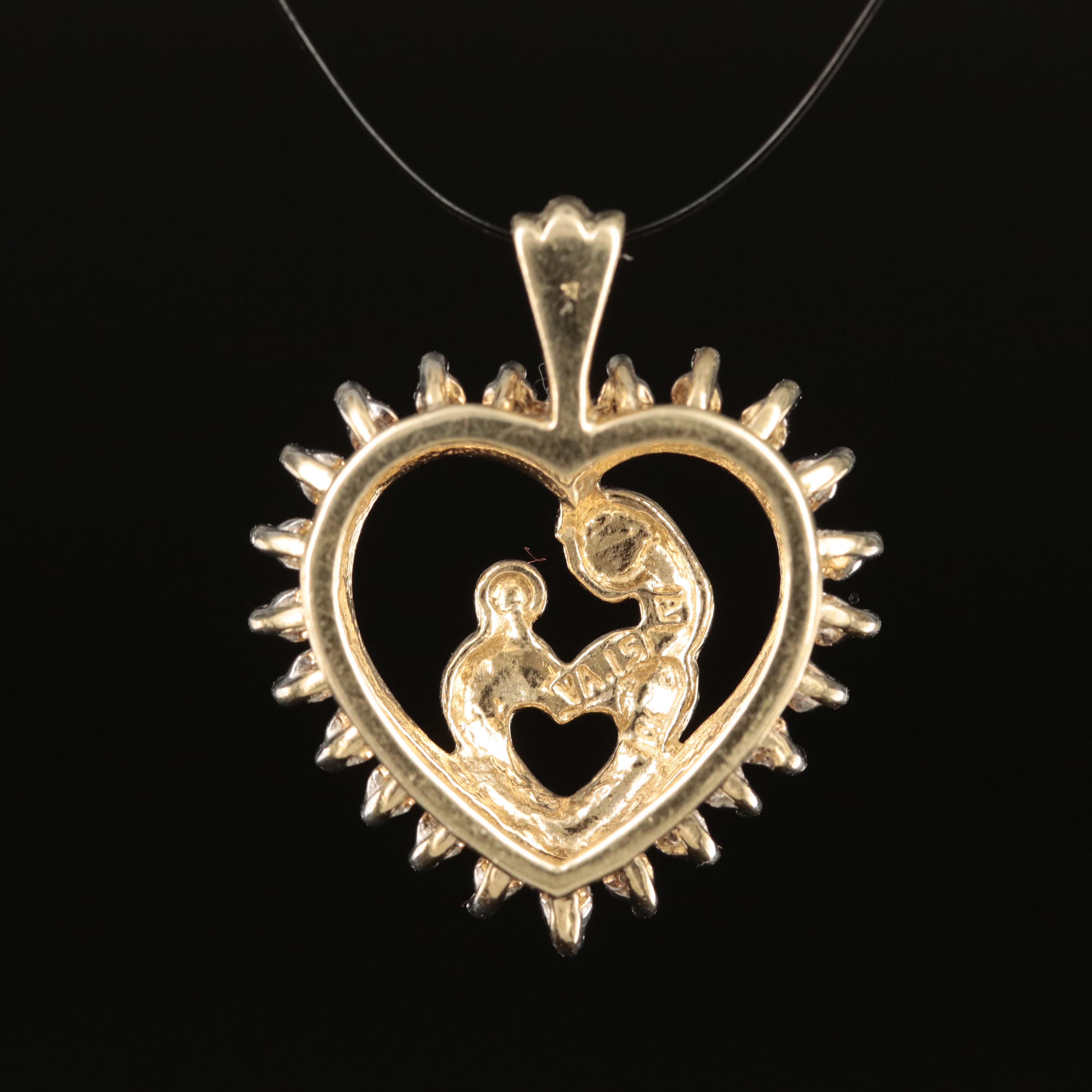 10K 0.17 CTW Diamond Mother and Child Heart Pendant