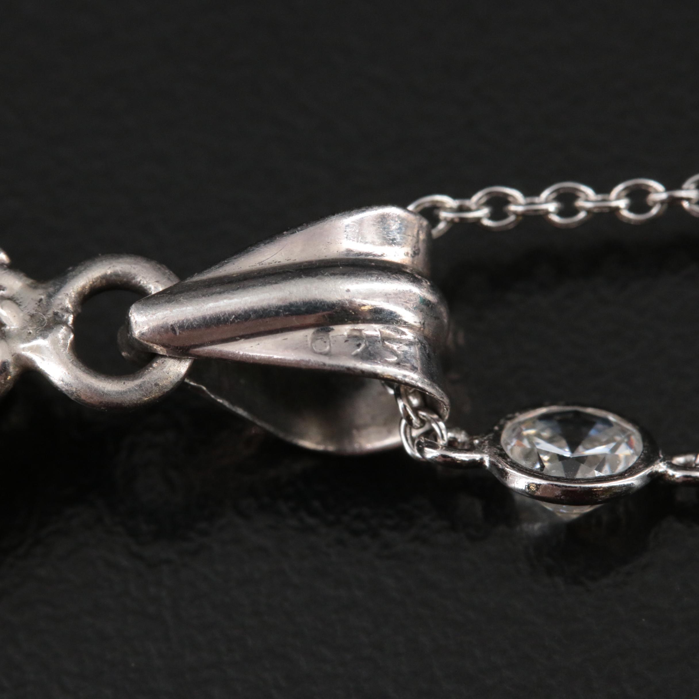 Sterling Turquoise and Cubic Zirconia Pendant Necklace