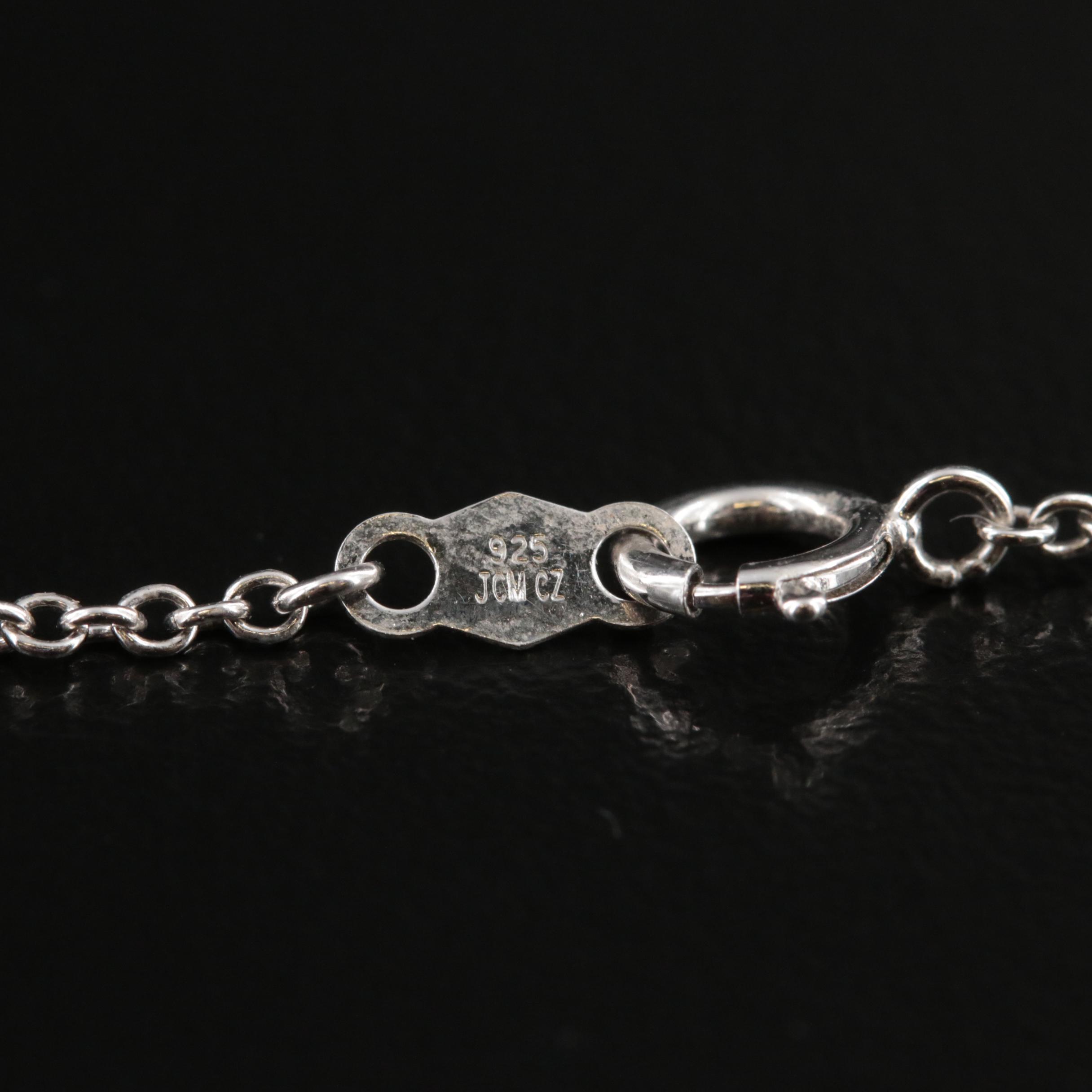 Sterling Turquoise and Cubic Zirconia Pendant Necklace