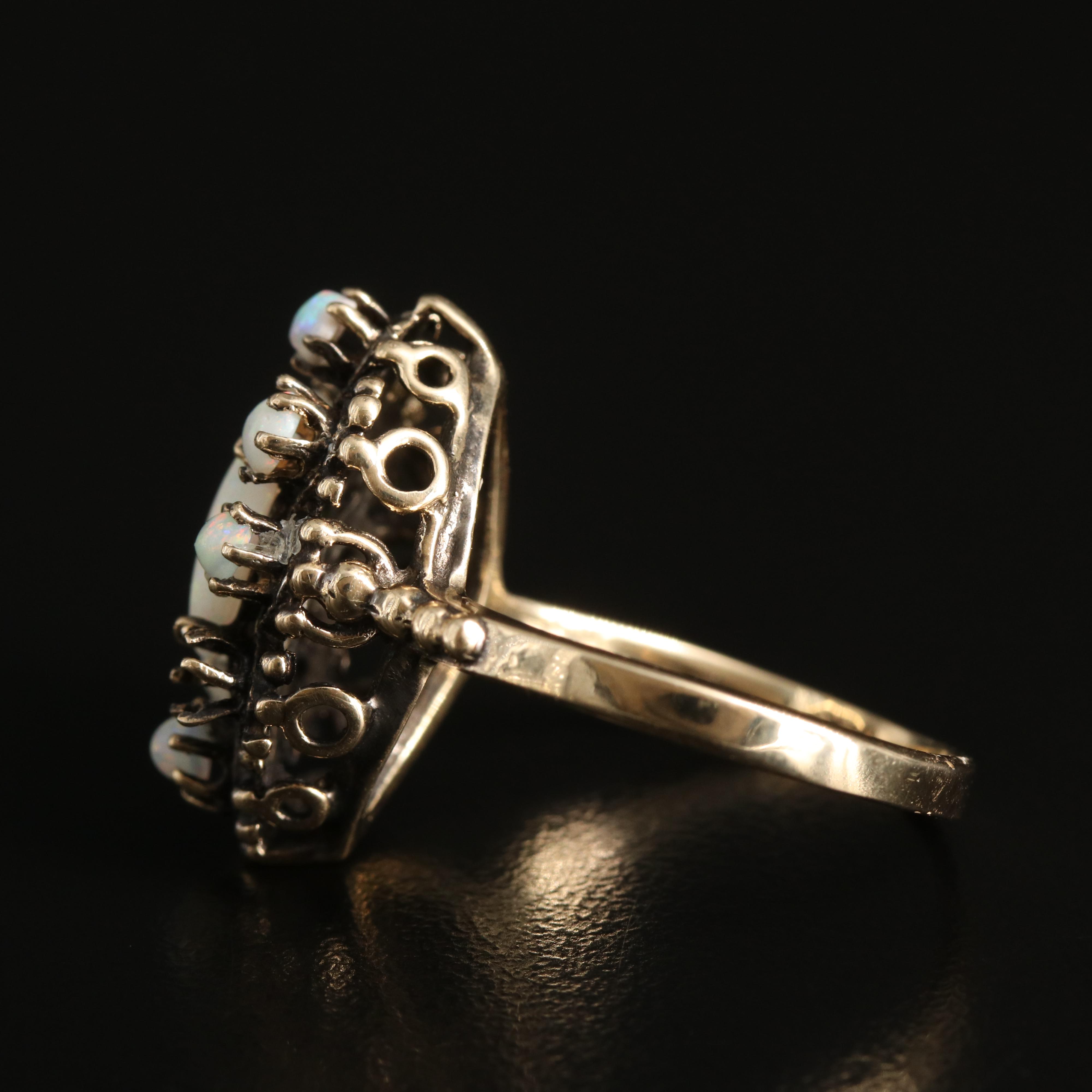 Vintage 14K Opal Navette Ring