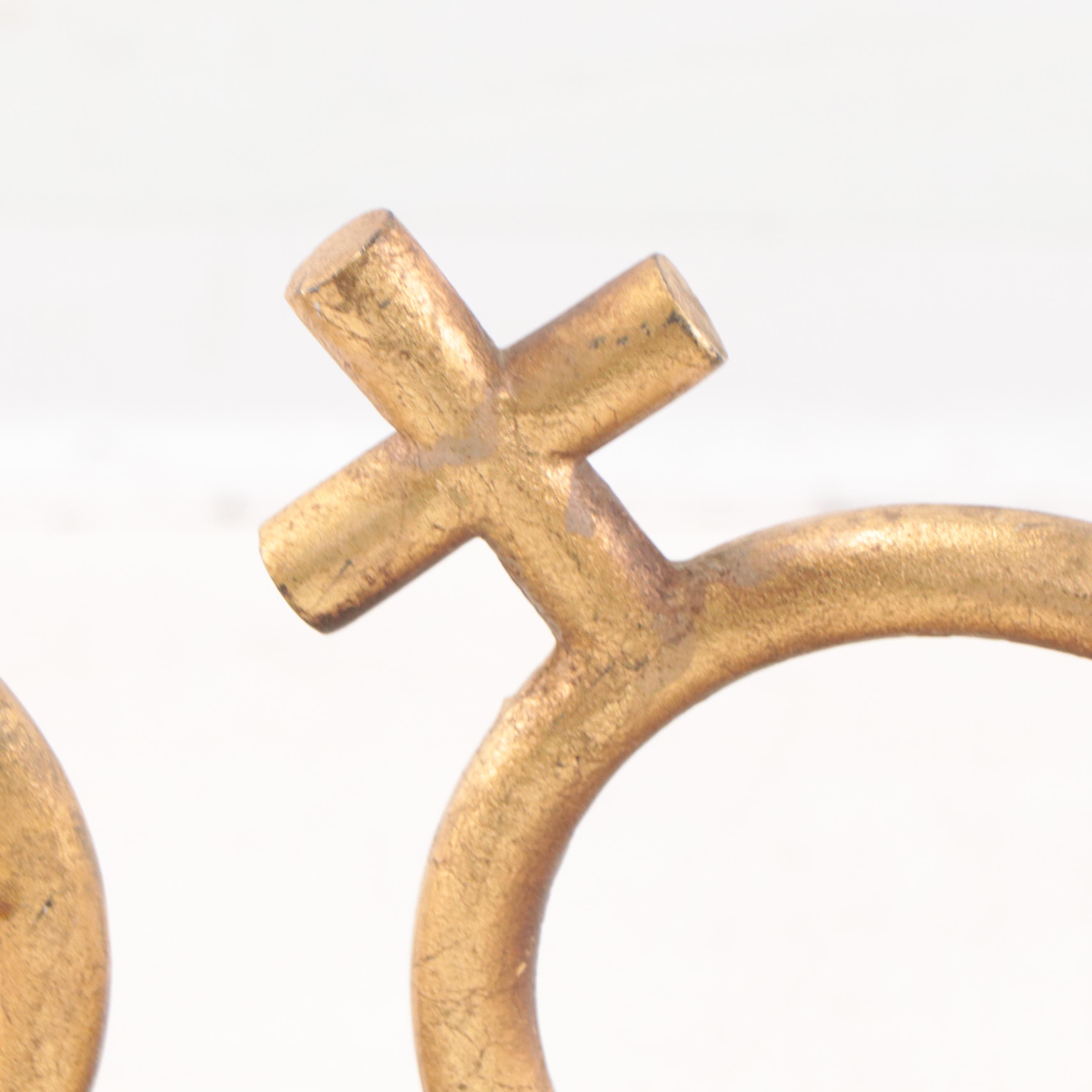 Curtis Jeré Signed Metal Gender Symbol Bookends, 1969