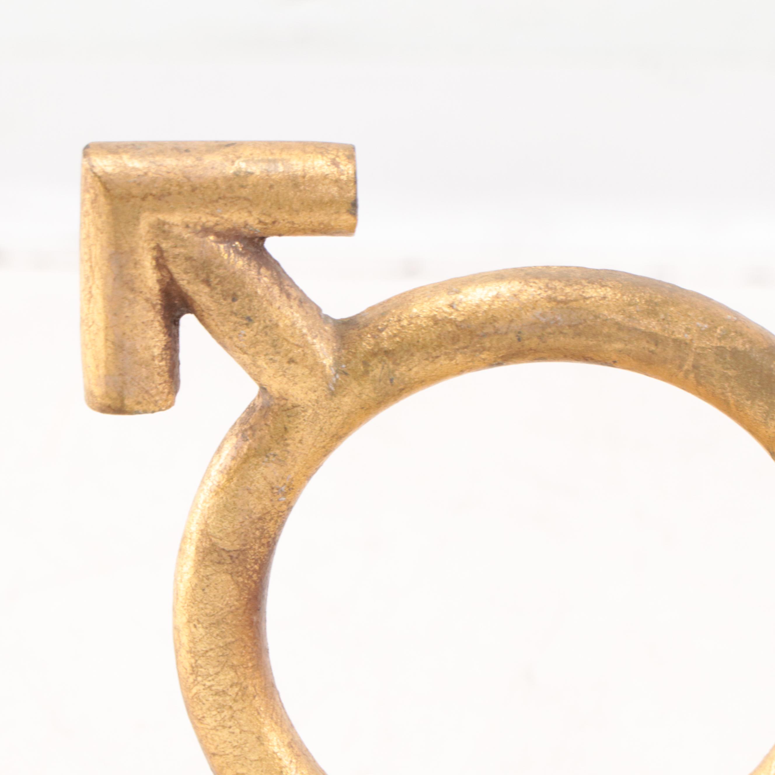 Curtis Jeré Signed Metal Gender Symbol Bookends, 1969
