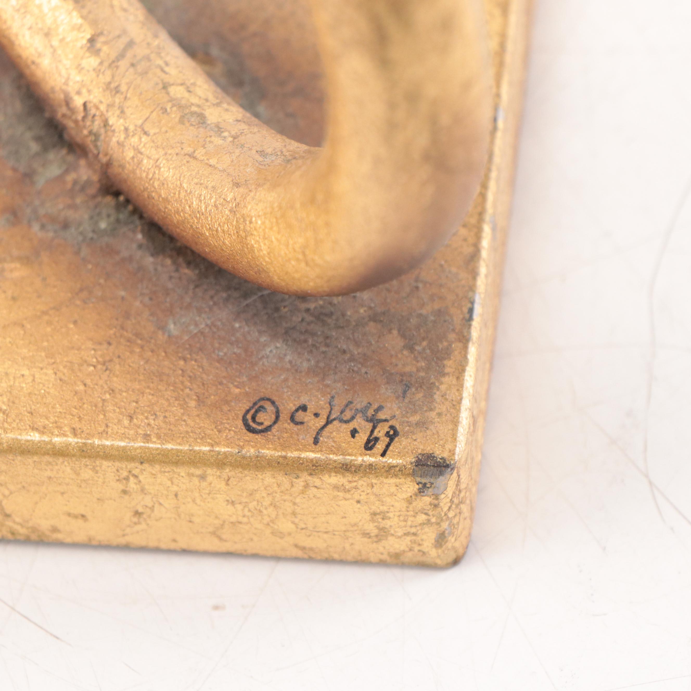 Curtis Jeré Signed Metal Gender Symbol Bookends, 1969