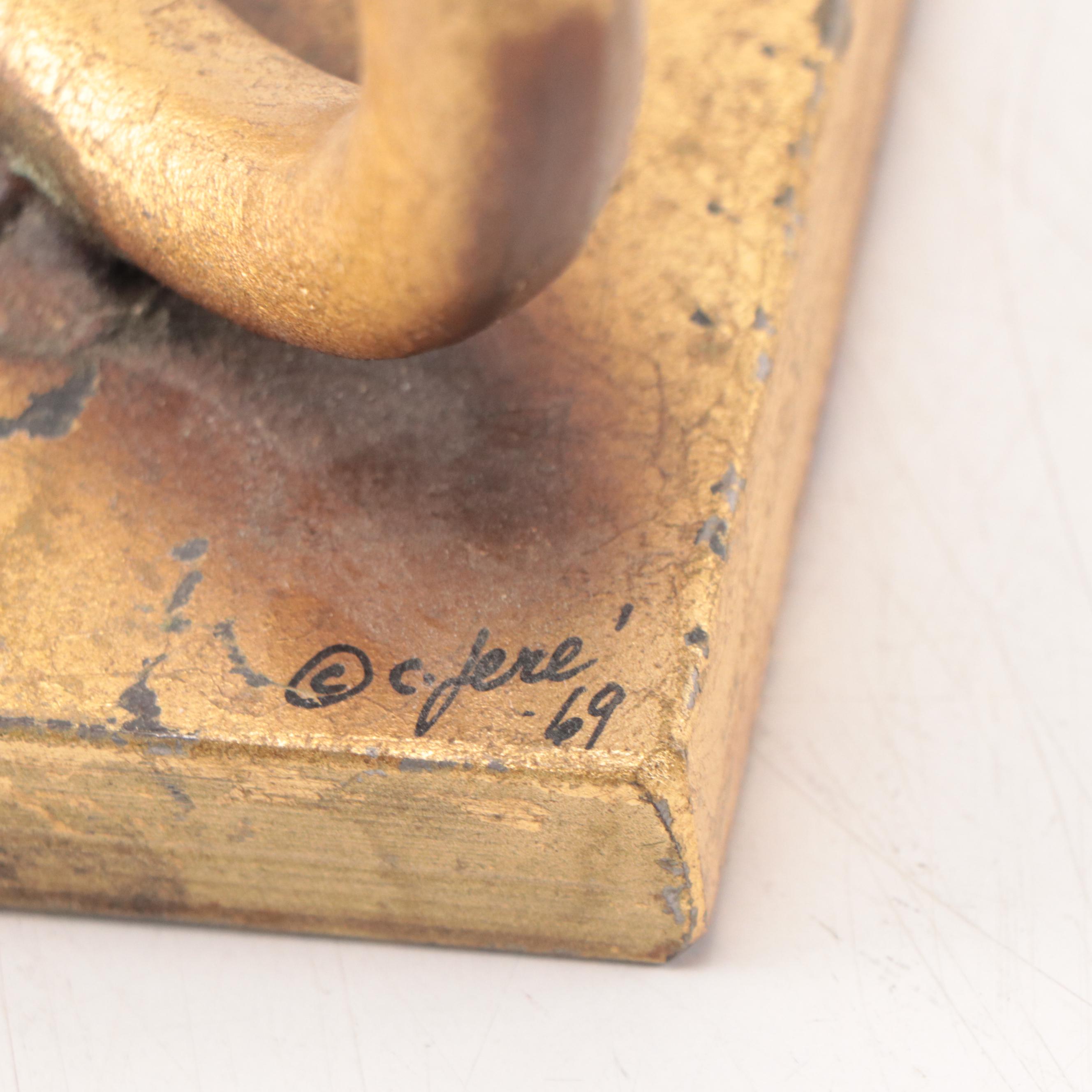 Curtis Jeré Signed Metal Gender Symbol Bookends, 1969