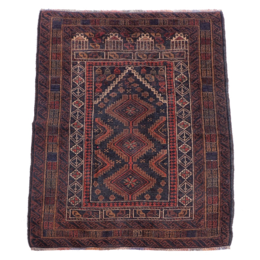 3' x 4'3 Hand-Knotted Afghan Baluch Accent Rug