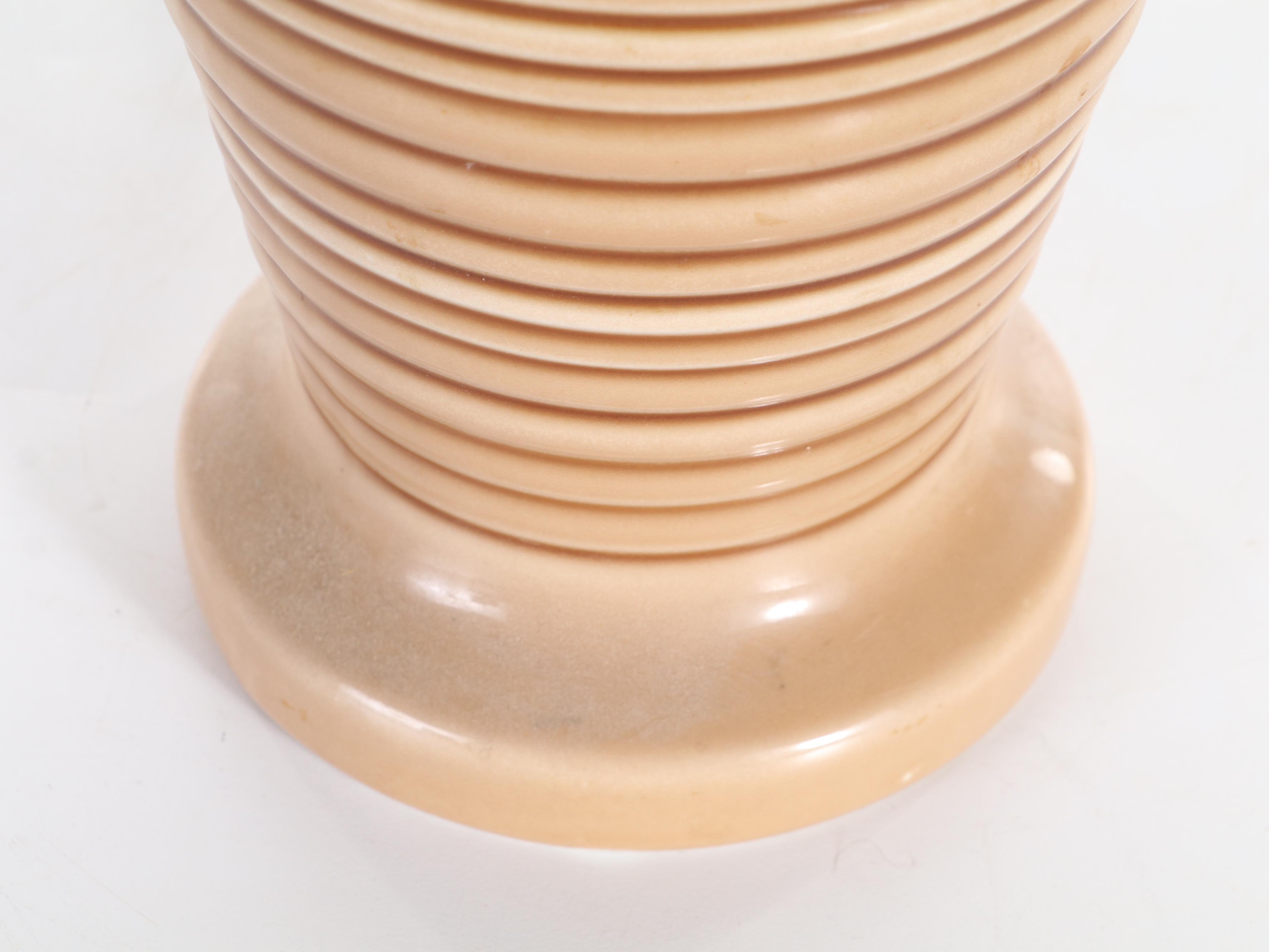 Fluted and Ribbed Ceramic and Wood Table Lamps, Mid-20th Century