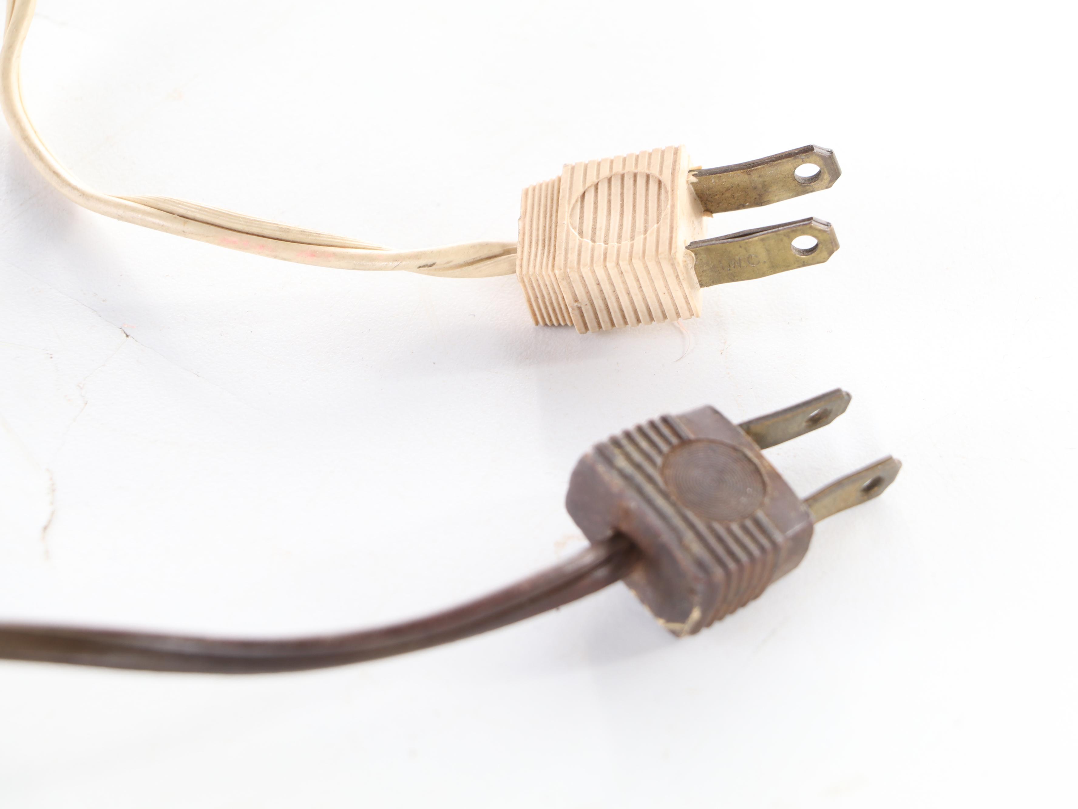 Fluted and Ribbed Ceramic and Wood Table Lamps, Mid-20th Century